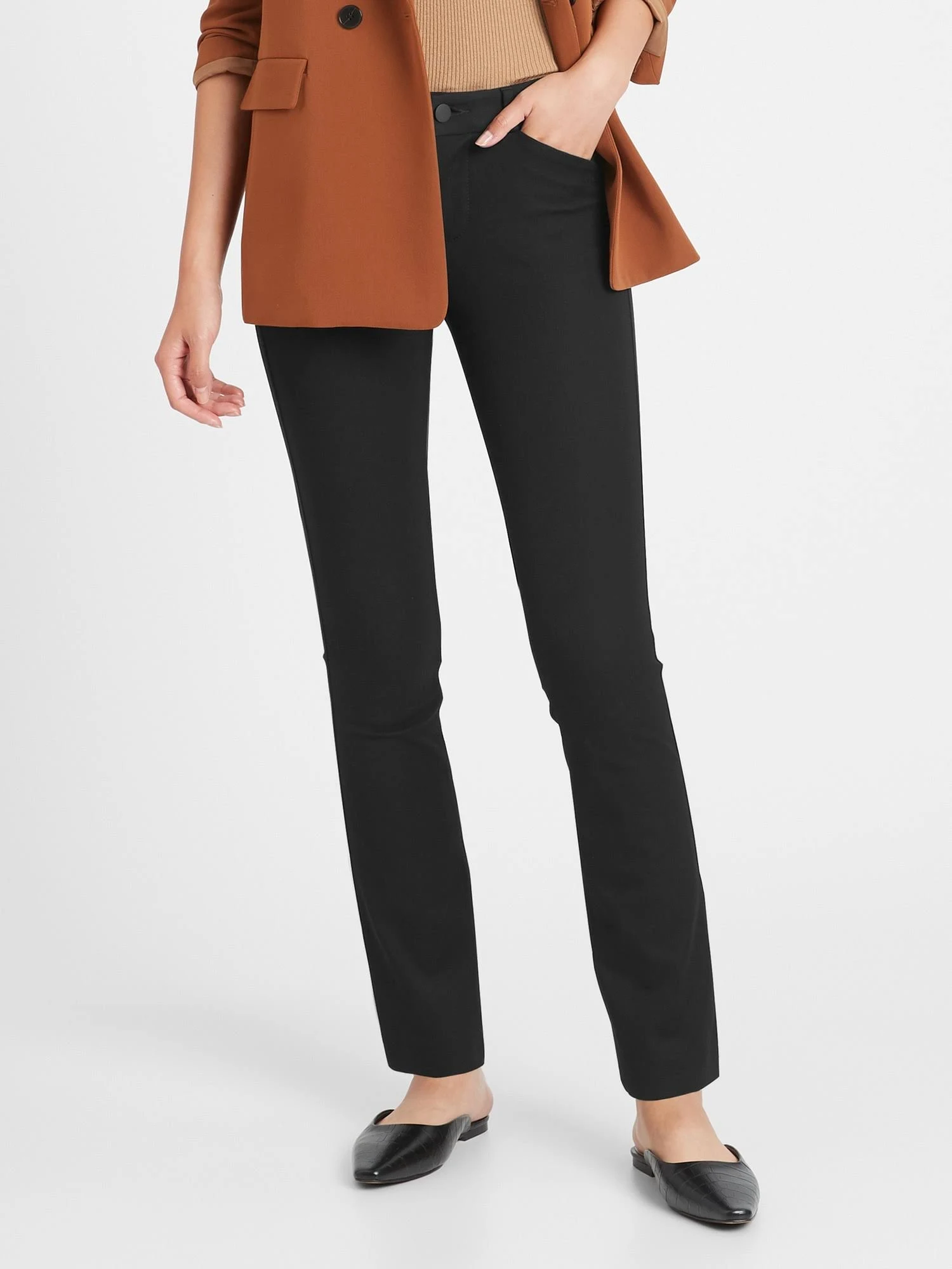 Banana Republic Women's Mid-Rise Straight Sloan Pant Black Size 0 Short