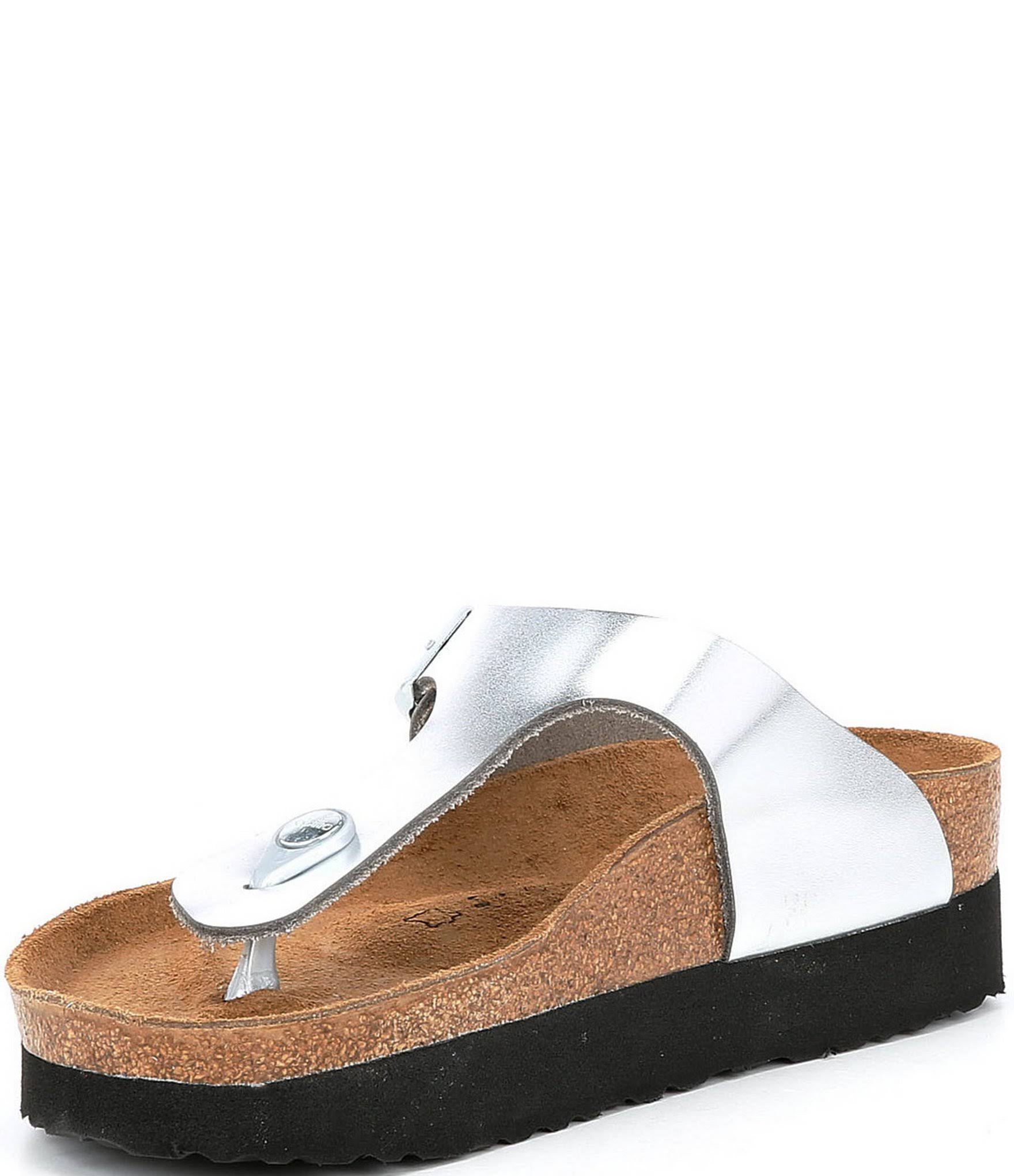 Birkenstock Papillio Women's Gizeh Platform Sandal, Silver Leather,