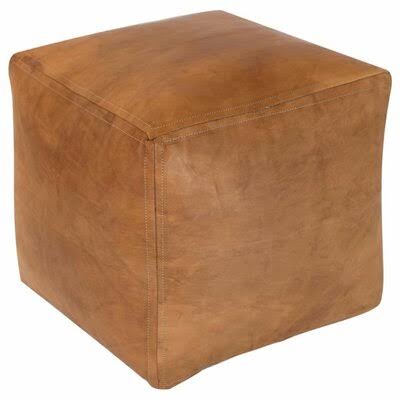 Birch Lane Edington 16x22 Wide Genuine Leather Square Pouf Ottoman Fabric: Tobacco Genuine Leather