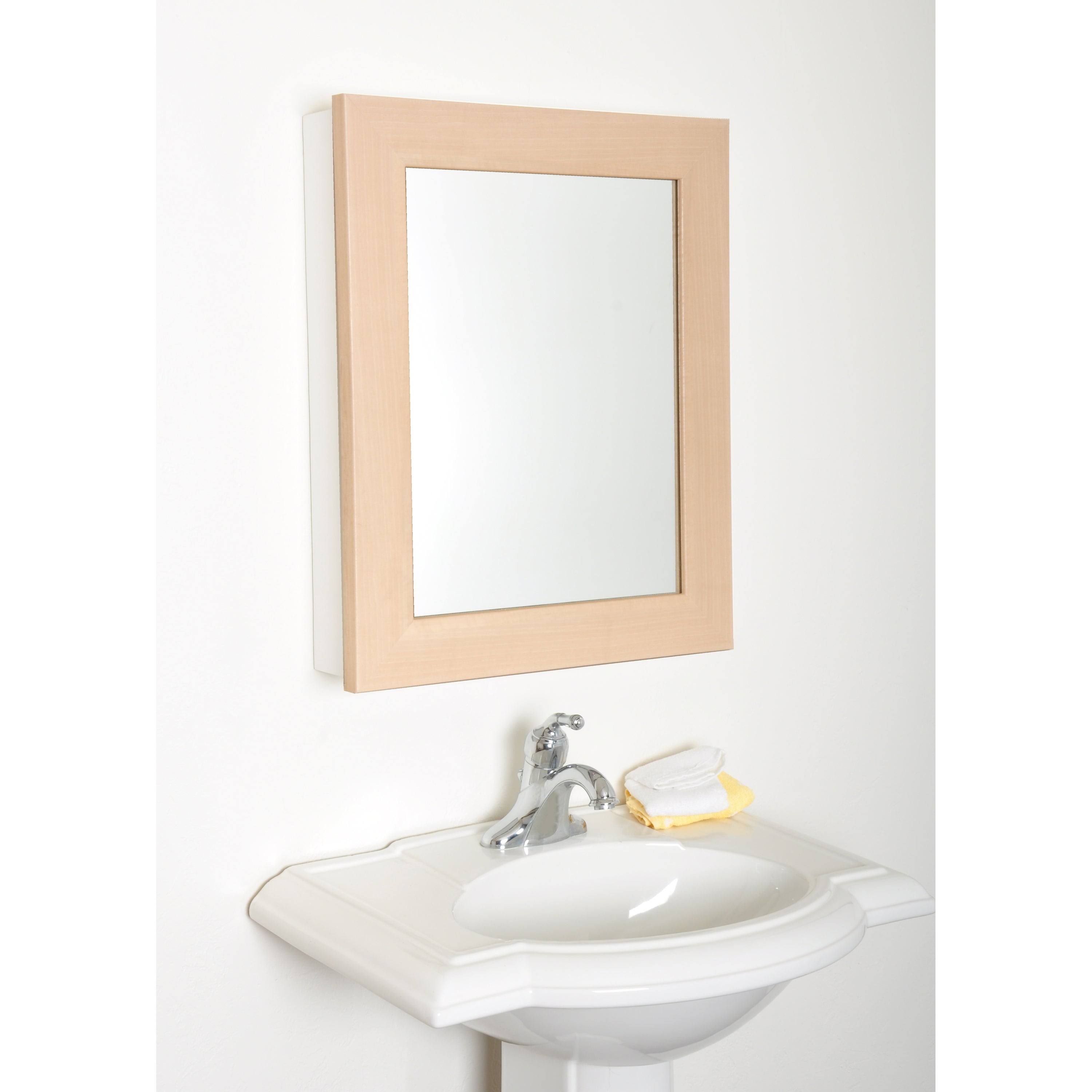 Drakeford Recessed or Surface Mount Framed Medicine Cabinet with 2 Adjustable Shelves Finish: Natural Grain