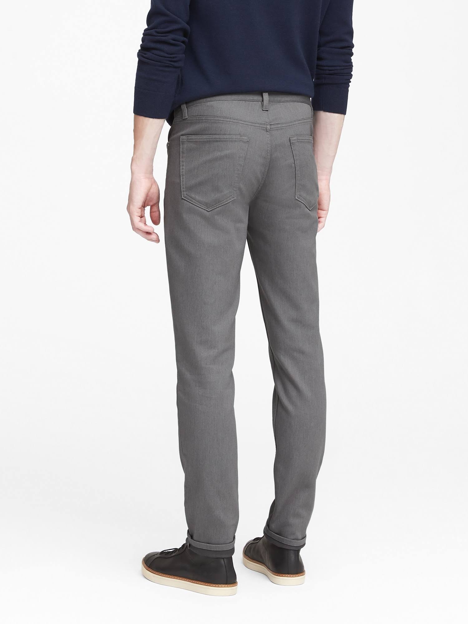 Banana Republic Men's Athletic Tapered Heathered Traveler Pant Smoke Gray Size 35W 30L