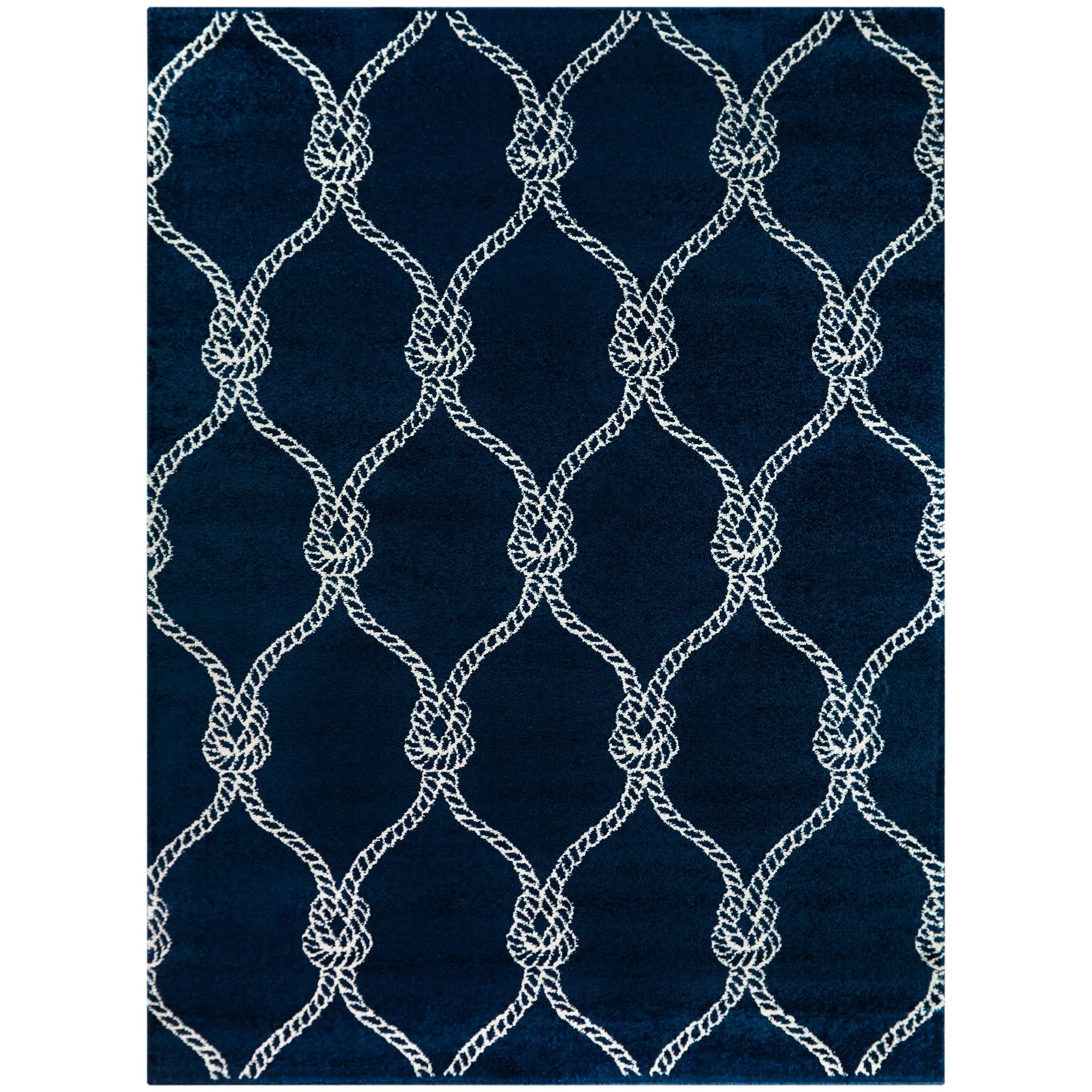 Fischer Nautical Trellis Coastal Area Rug - 2&7x22 x 7& Runner - Navy