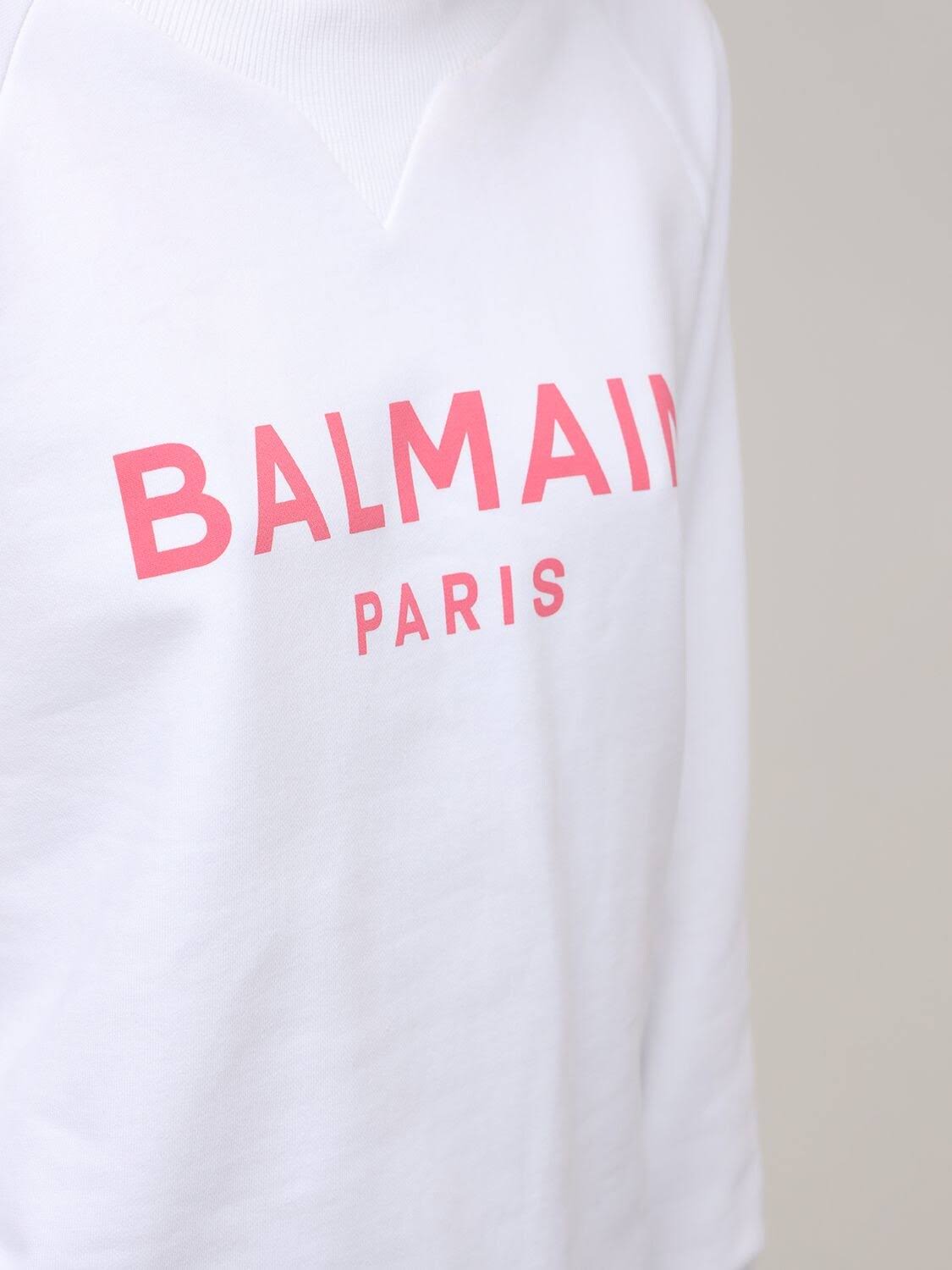 Balmain Logo Printed Cotton Sweatshirt - White - Sweatshirts