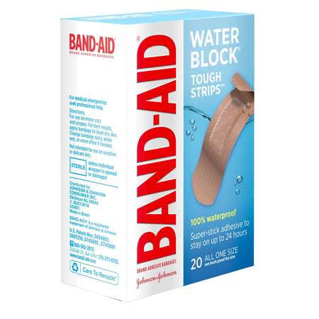 20 Packs : Band-Aid Tough Strips Waterproof Bandage, 20 Count per Pack