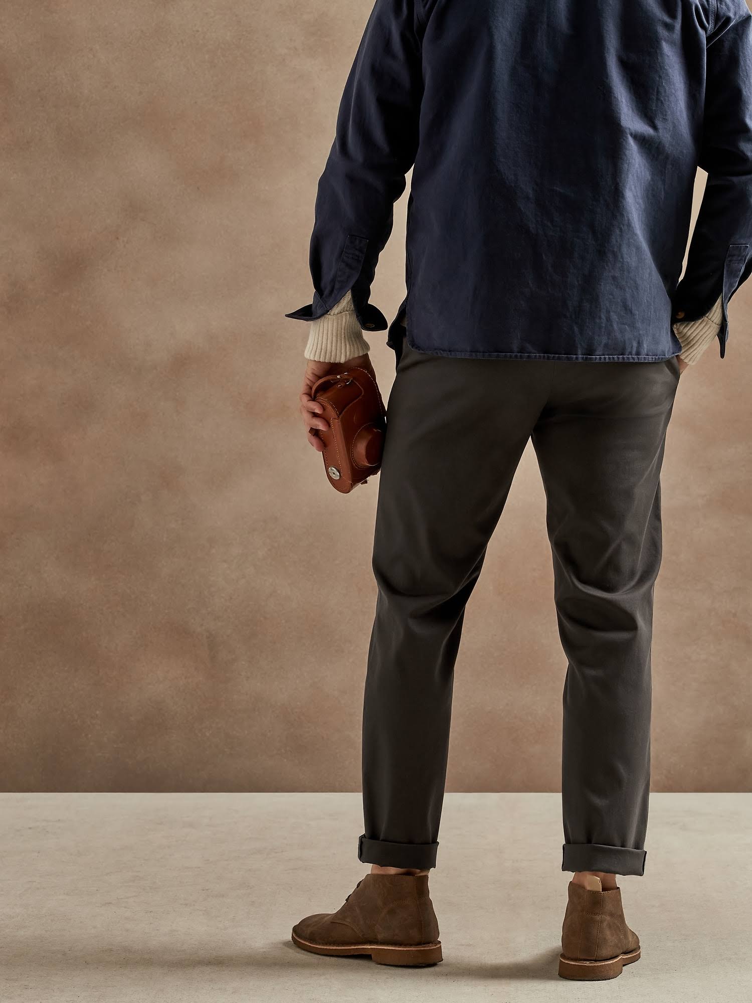 Banana Republic Men's Tapered Rapid Movement Chino Pant Charcoal Gray Tall Size 35W 36L