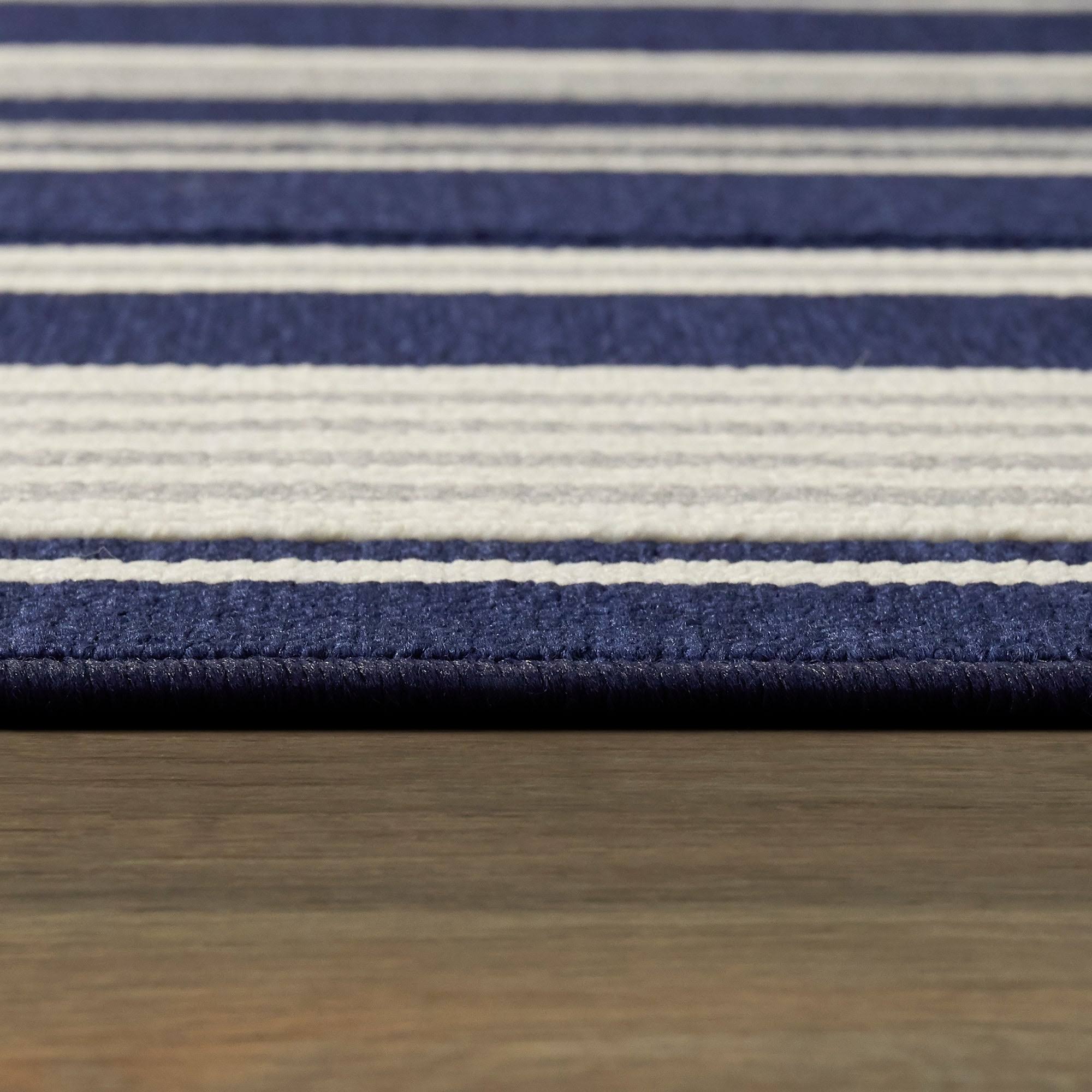 Hampton Bay Stripes Navy/White 8 ft. x 10 ft. Indoor/Outdoor Area Rug, Blue