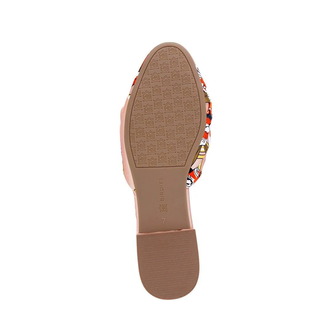 Birdies The Songbird - Peach Floral Slides, Size 5, Satin