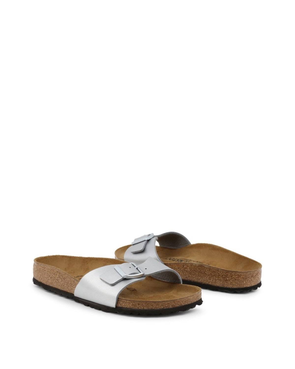 Birkenstock Madrid Birko-Flor Silver One-Strap Sandals
