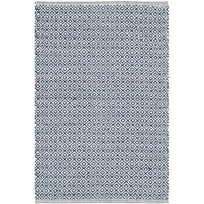Hampden Handwoven Flatweave Cotton Ivory/Navy Blue Area Rug Bungalow Rose Rug Size: Rectangle 6& x 9&