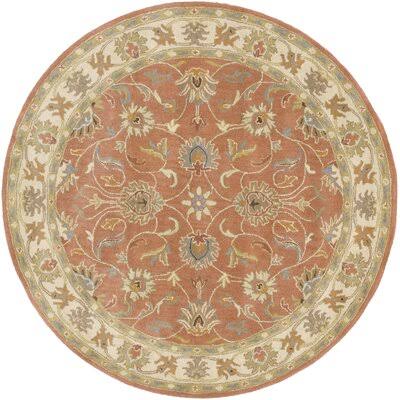 Birch Lane Heritage Arden Floral Hand-Tufted Wool Burnt Orange Area Rug Rug Size: Round 4&