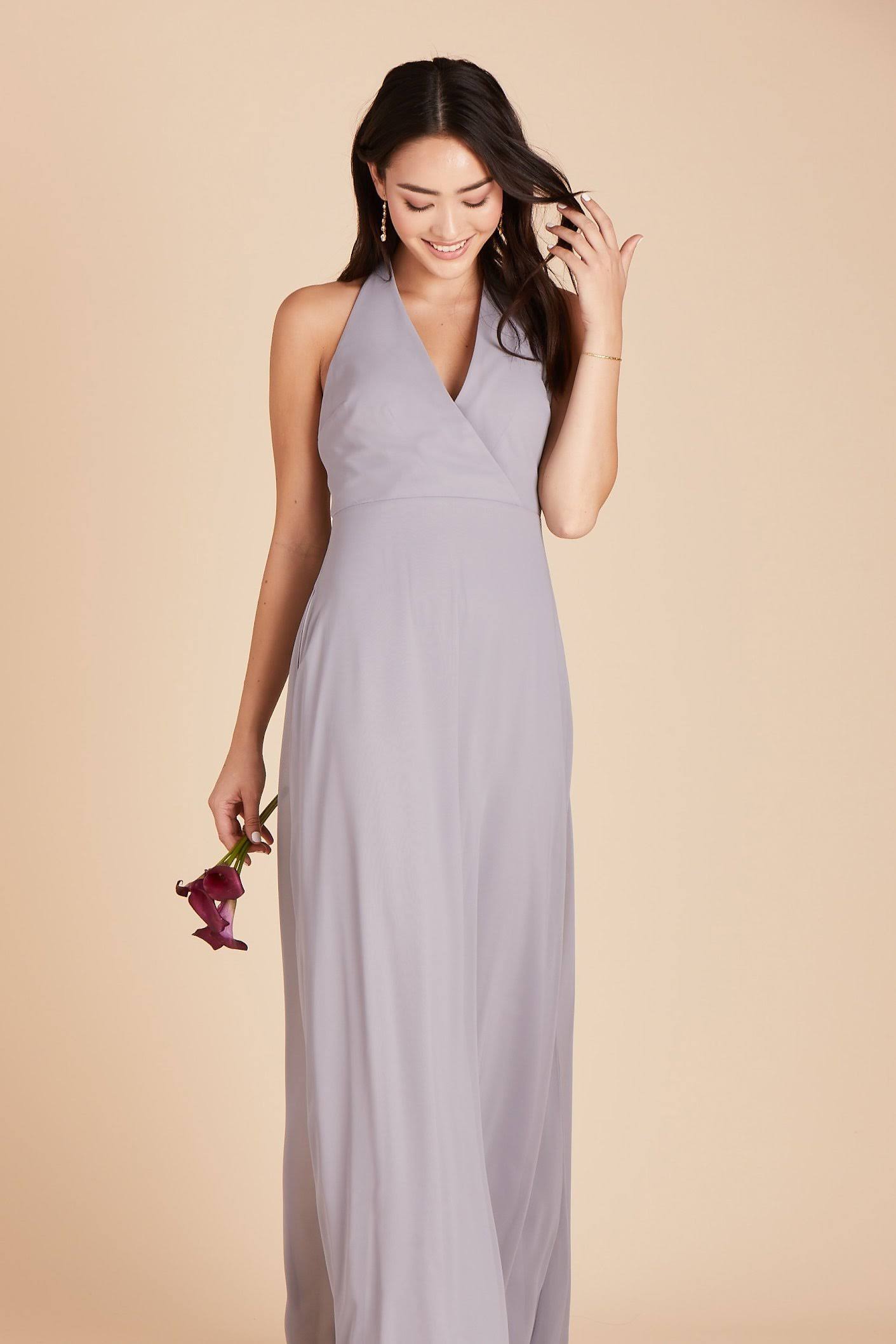 Birdy Grey Moni Convertible Chiffon Bridesmaid Dress in Silver S / Silver