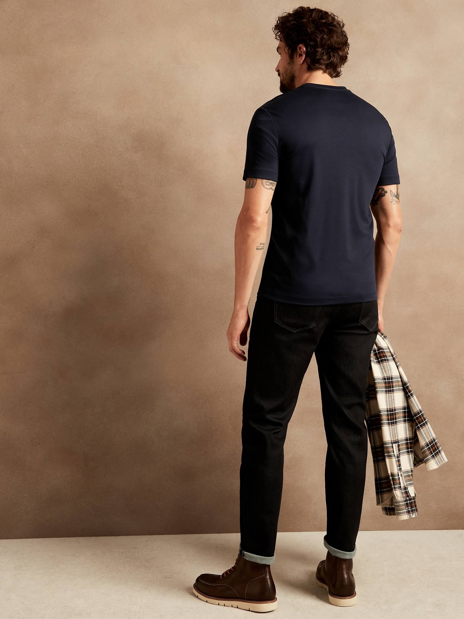 Banana Republic Men's Luxury Touch Performance V-Neck T-Shirt Navy Tall Size XXL