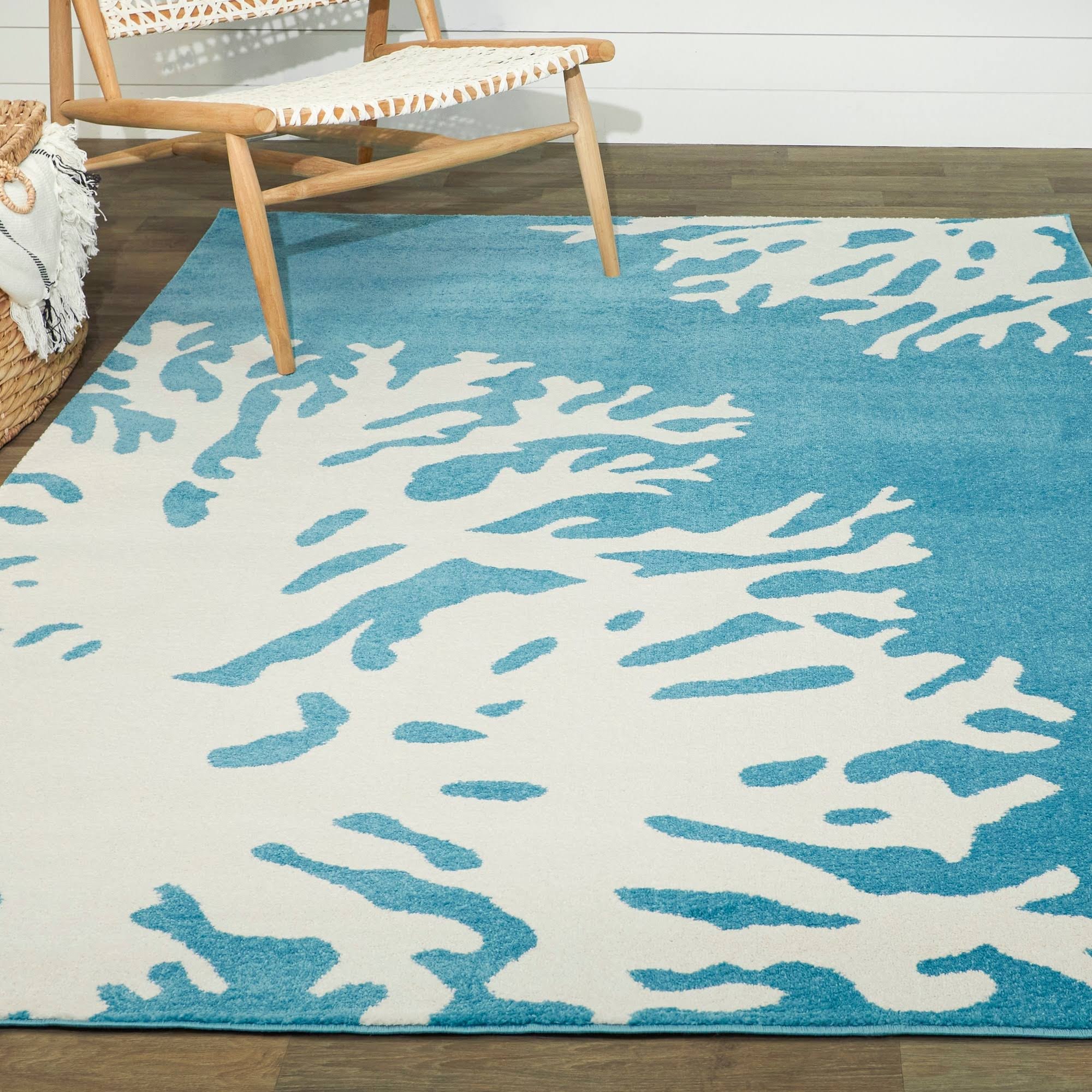 BALTA Alcester Blue 8 ft. x 10 ft. Coastal Coral Area Rug