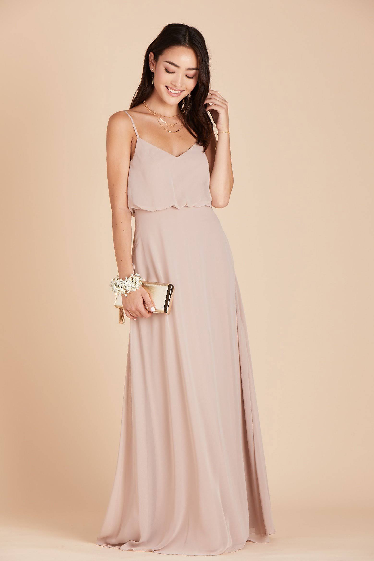 Gwennie Chiffon Bridesmaid Dress in Taupe XXL / Taupe / No Slit