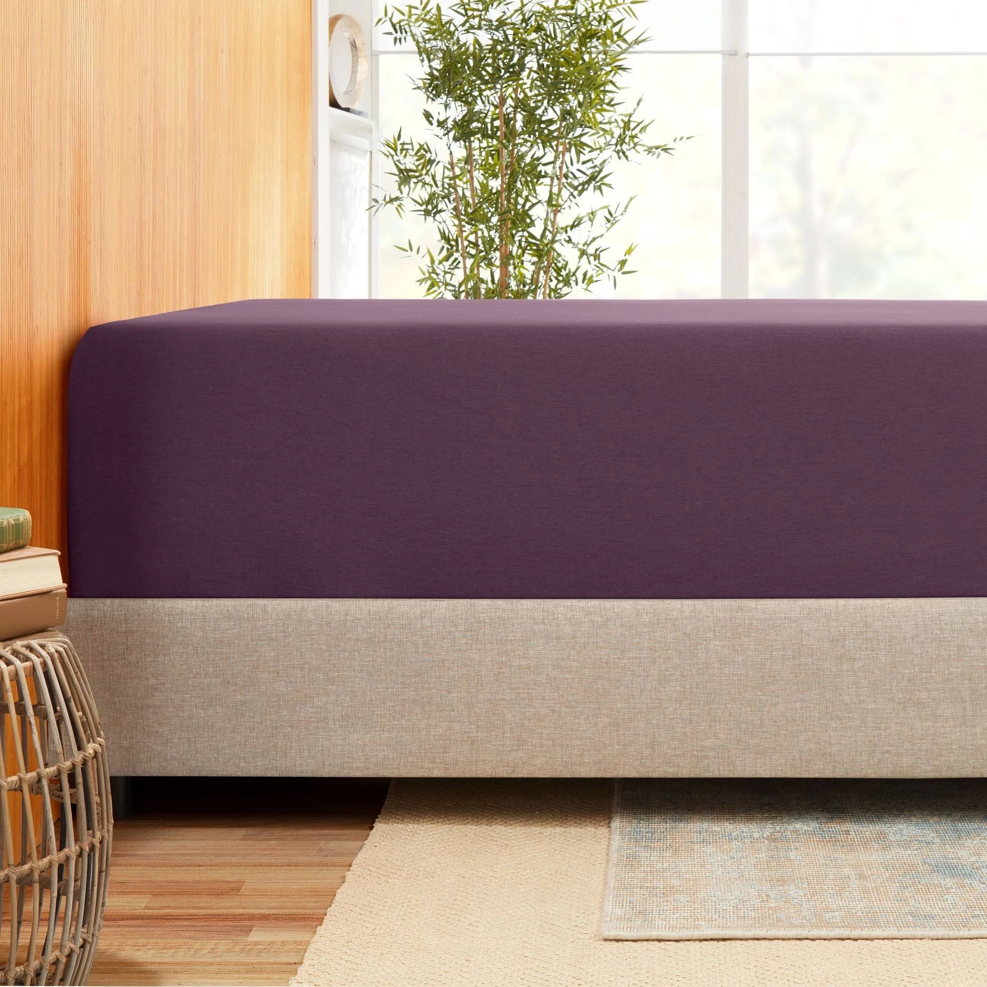 Empyrean Bedding Bamboo Blend Extra Deep Pocket Fitted Sheet (Purple Eggplant - California King)