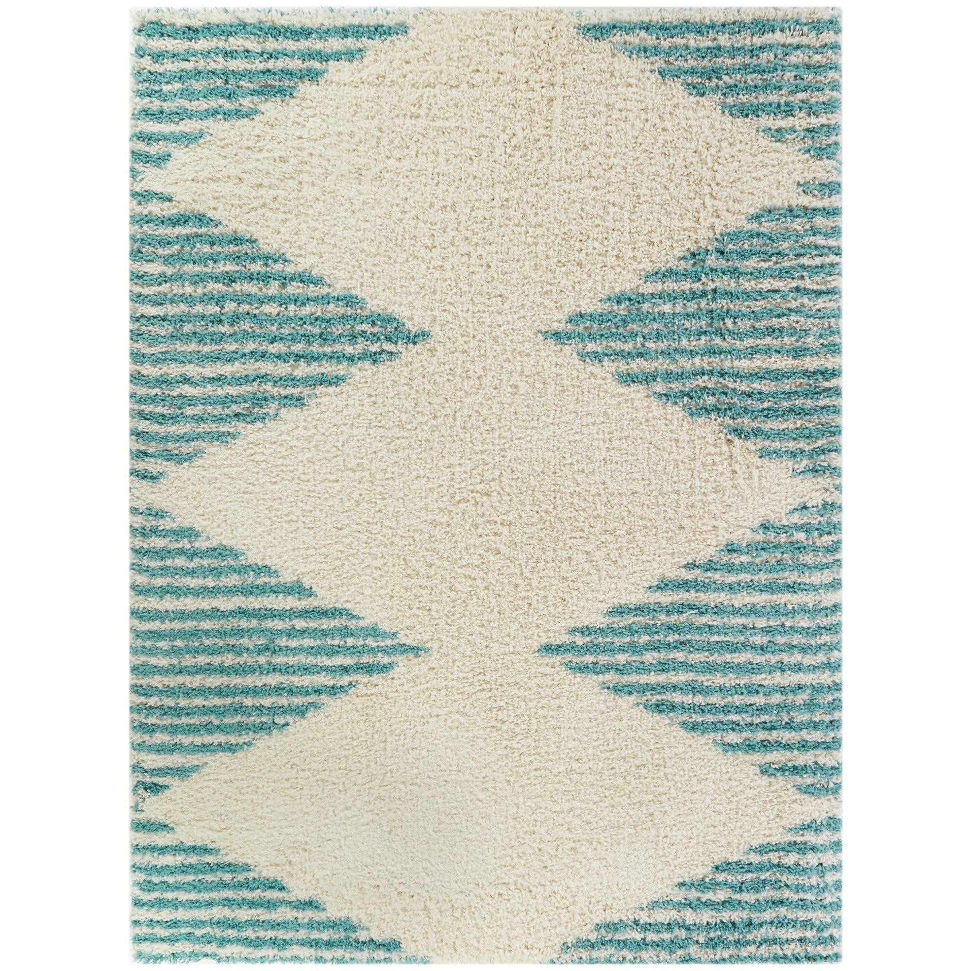 BALTA Hughes Teal 8 ft. x 10 ft. Striped Shag Area Rug, Blue