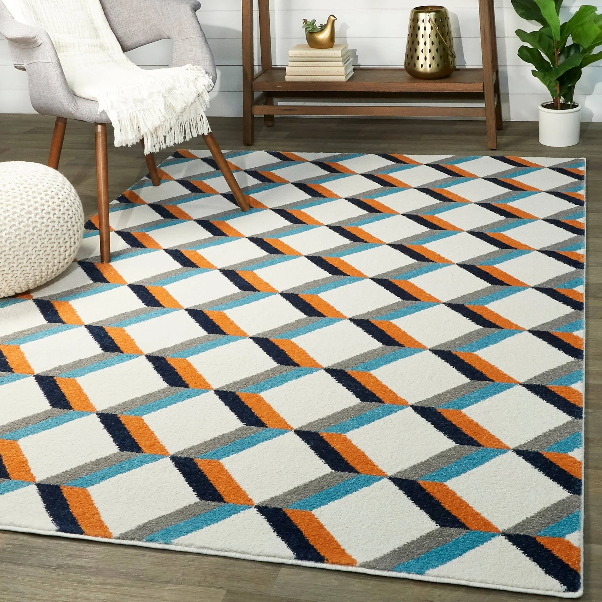 Balta Riley Geometric White 8 ft. x 10 ft. Area Rug