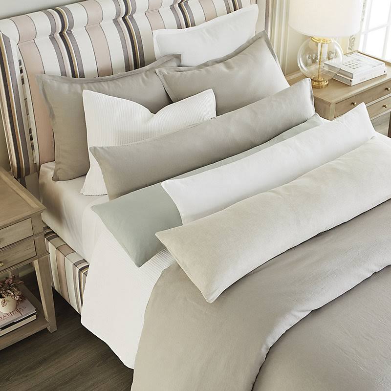 Signature Stonewashed Belgian Linen Lumbar Pillow Cover Spa 14x22 x 48x22 - Ballard Designs