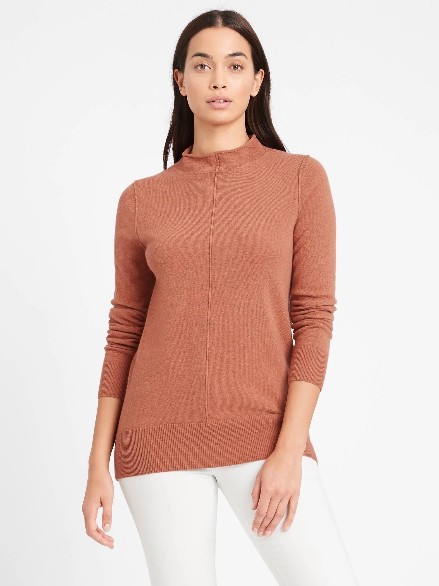 Banana Republic Women's Italian Wool-Blend Sweater Tunic Pink Sand Size Xs