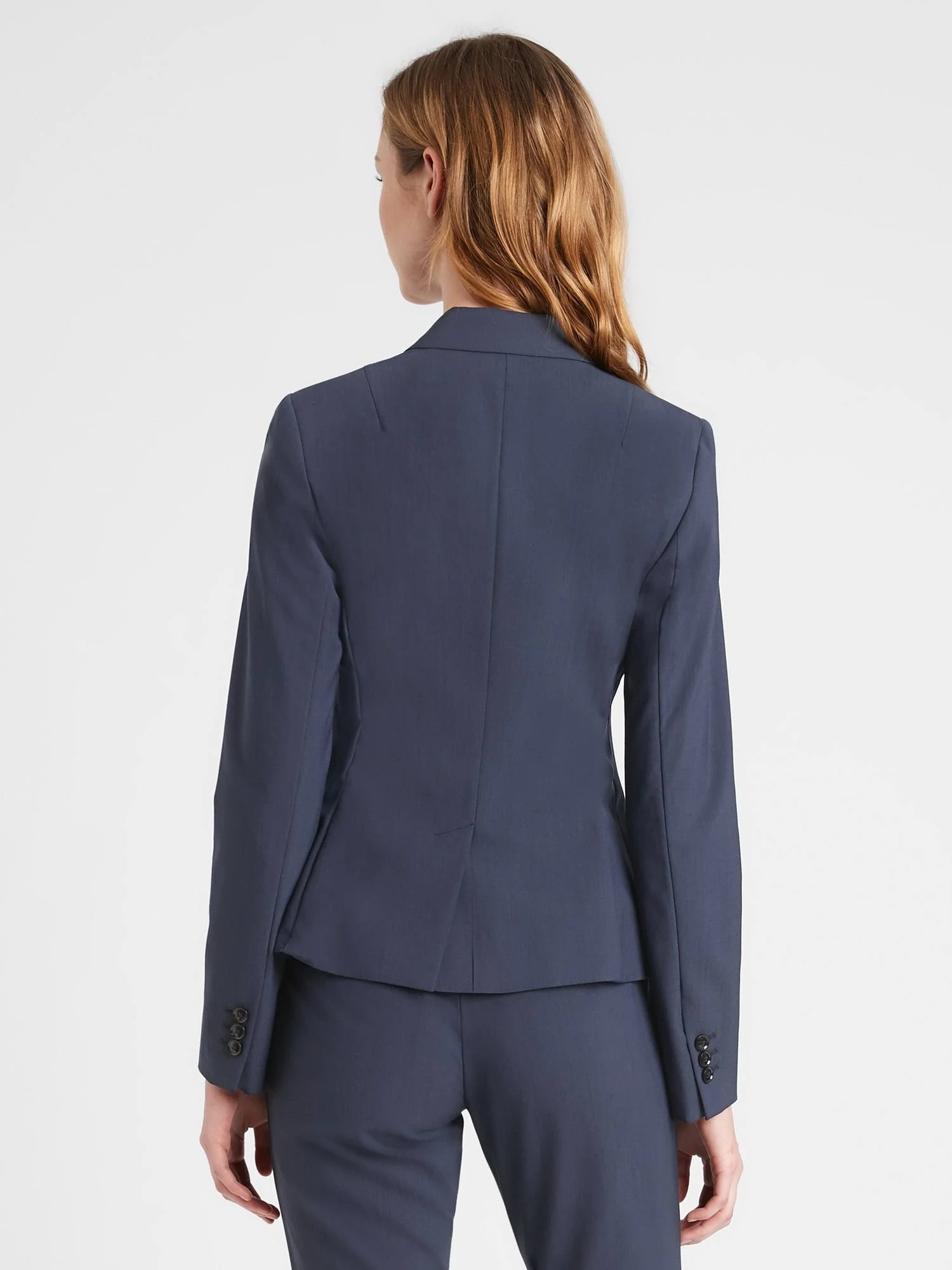 Banana Republic Women's Classic-Fit Washable Italian Wool-Blend Blazer Navy Size 8