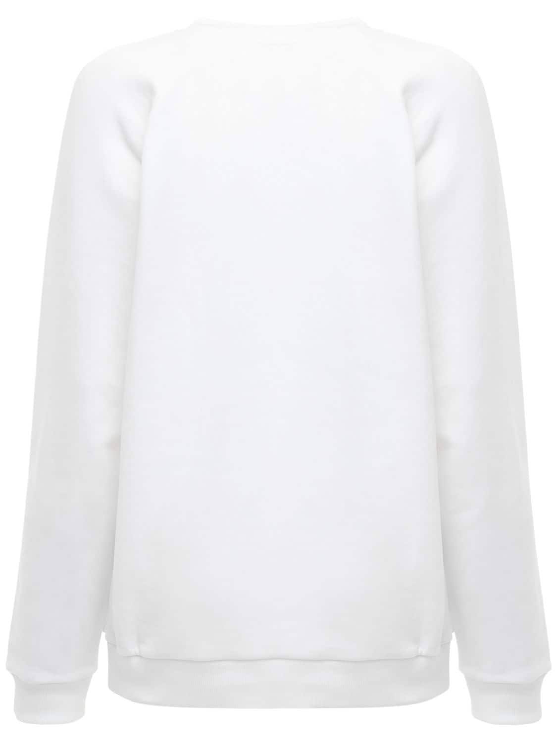 Balmain | Women Logo Printed Cotton Sweatshirt White/Black S