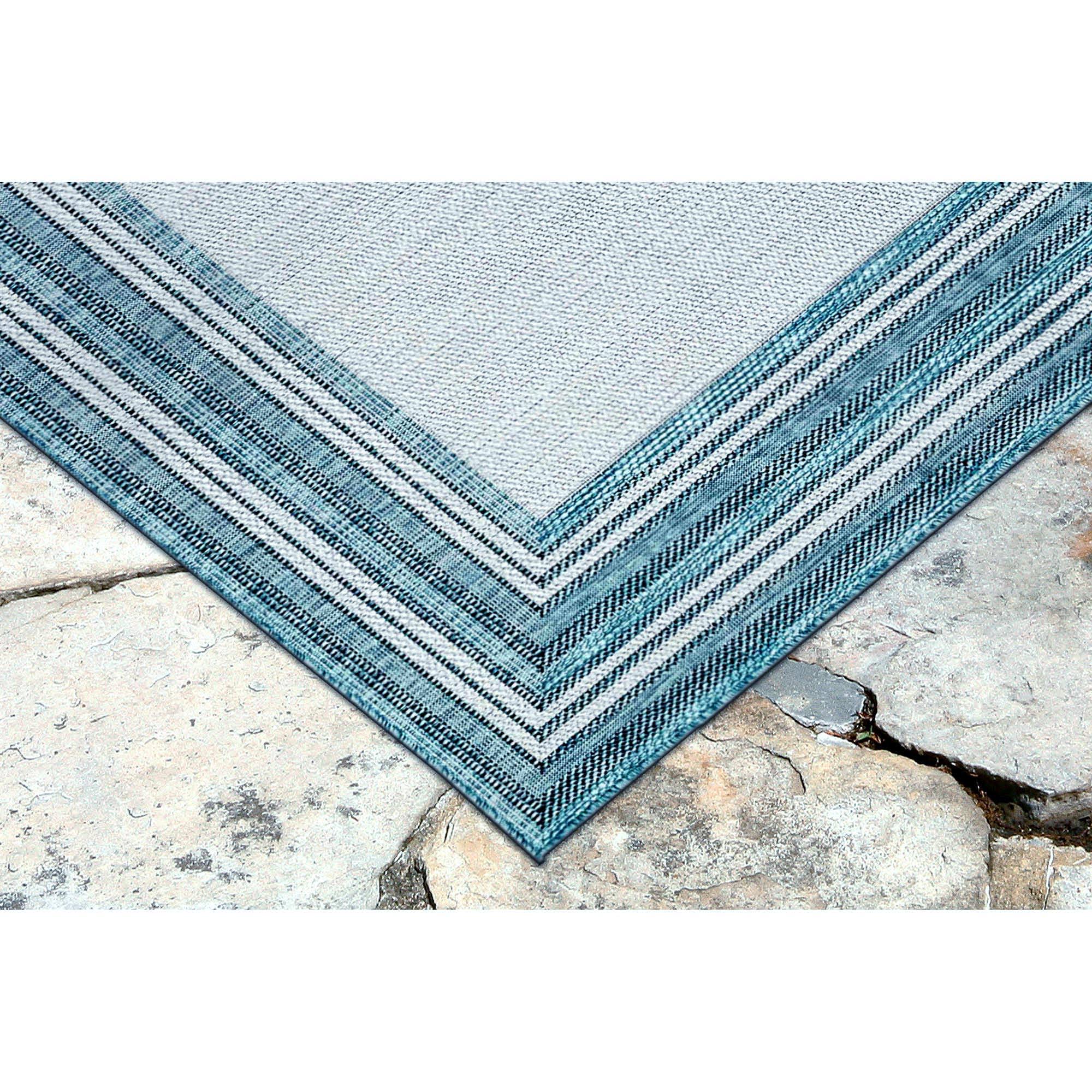 Liora Manne Carmel Multi Border Indoor/Outdoor Rug Navy 7&10x22x9&10x22