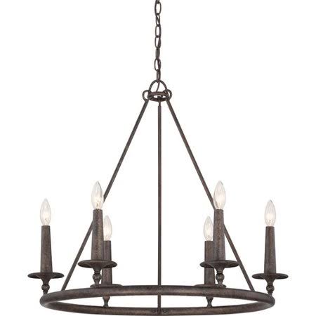 Auxvasse 6 - Light Candle Style Wagon Wheel Chandelier
