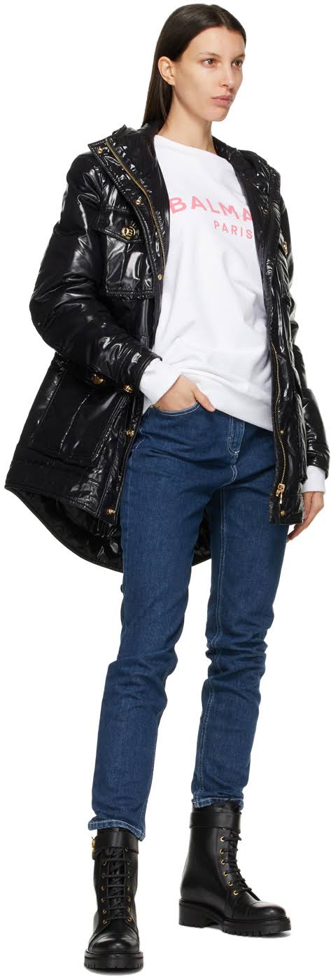 Balmain Logo Cotton Jersey Sweatshirt - White - Sweatshirts