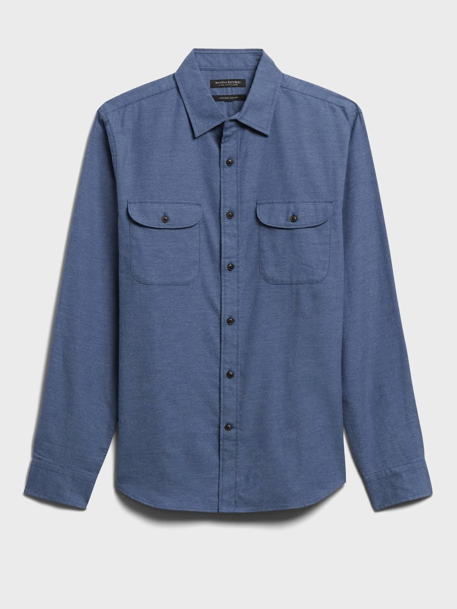 Banana Republic Men's Untucked Slim-Fit Flannel Shirt Blue Size M