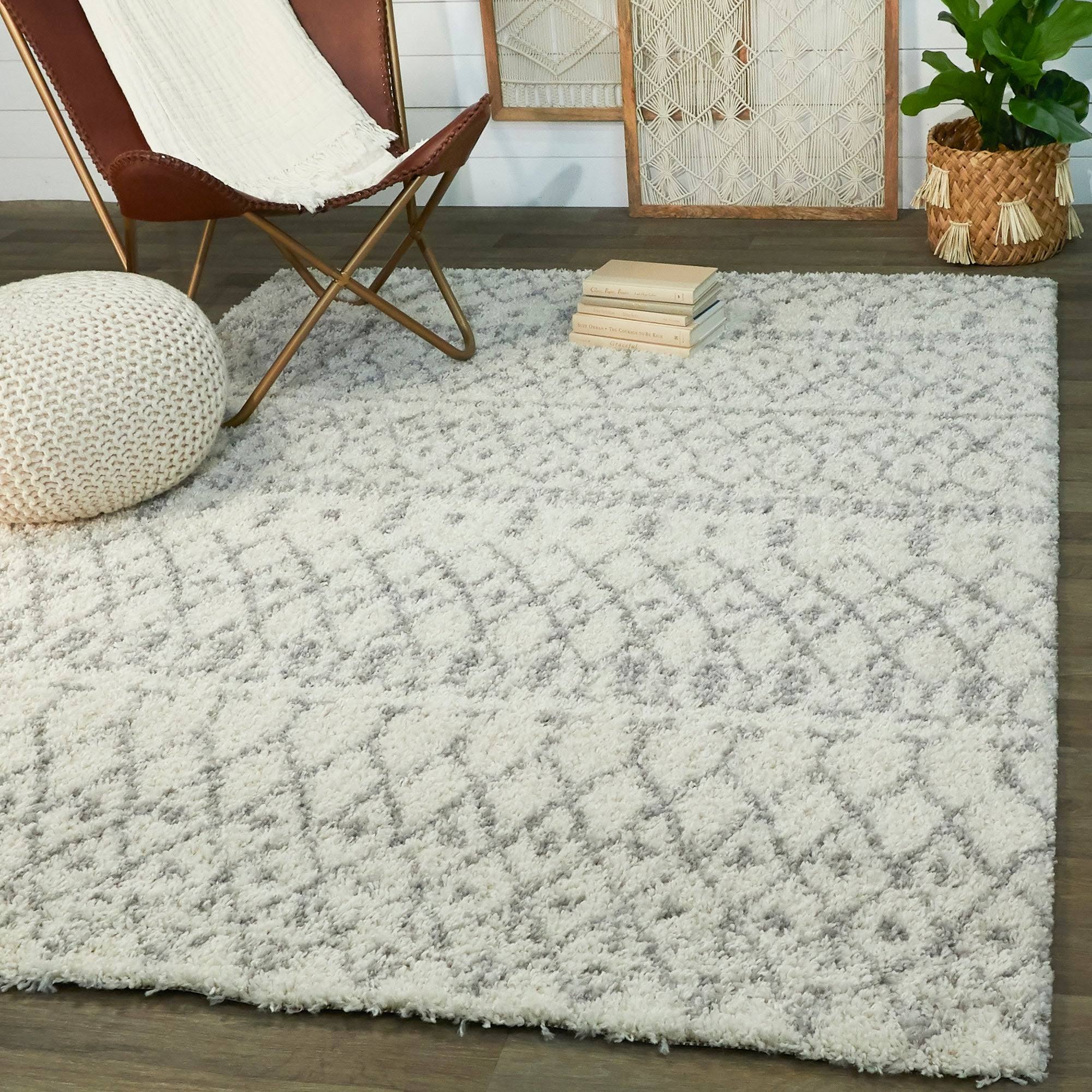 BALTA Dominic Cream/Grey 8 ft. x 10 ft. Moroccan Shag Area Rug