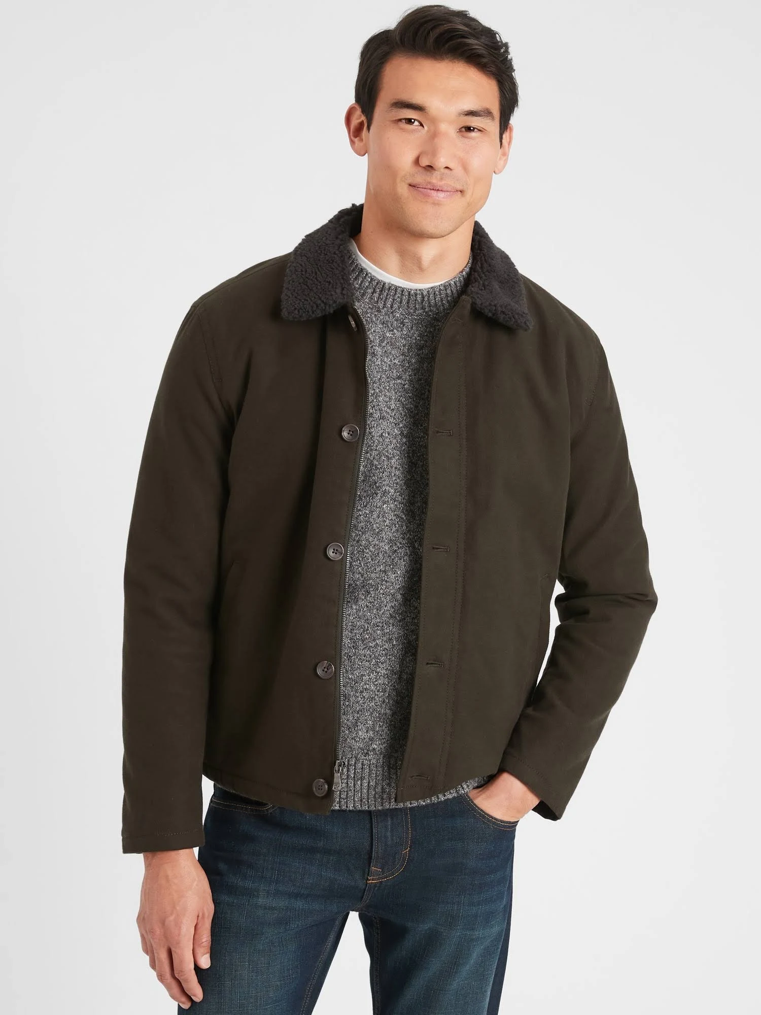 Men's Moleskin Sherpa Jacket Dark Olive