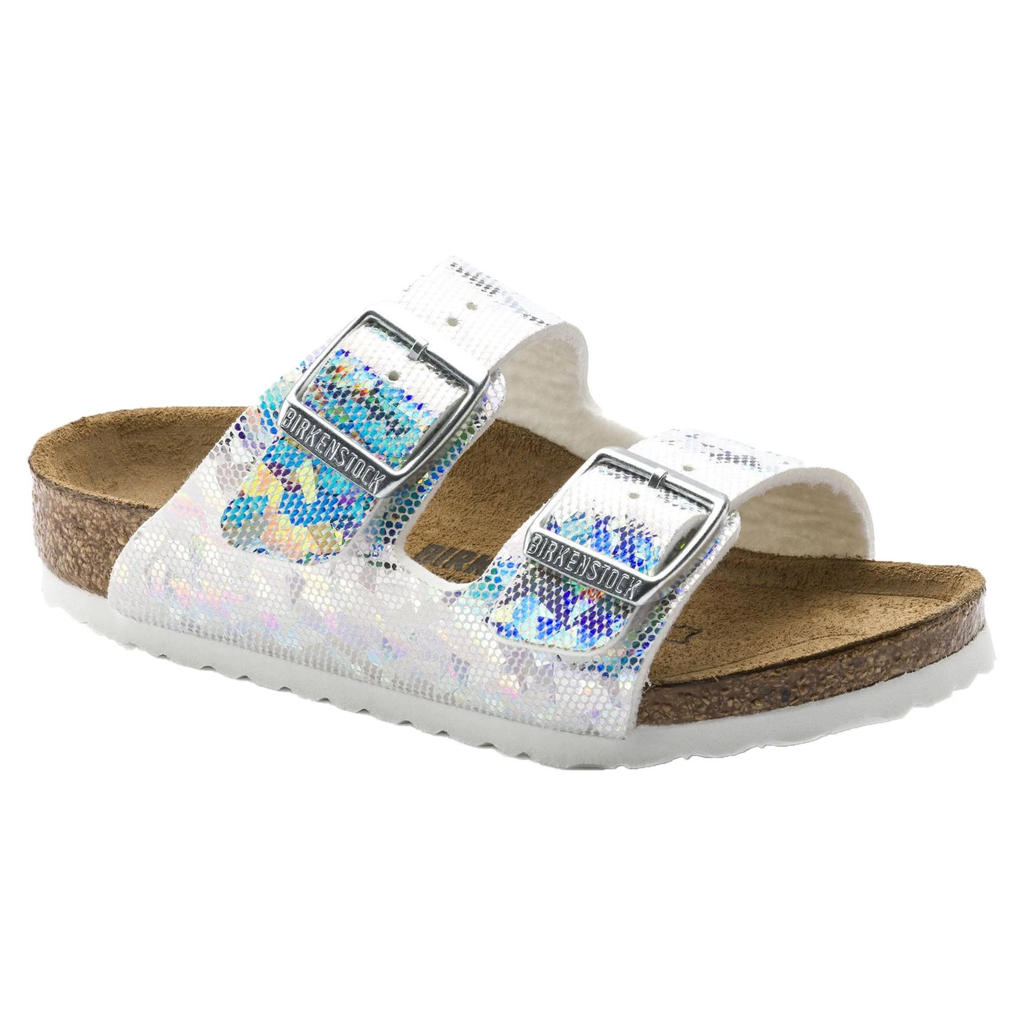 Birkenstock Kids' Arizona Sandal ?Hologram Silver