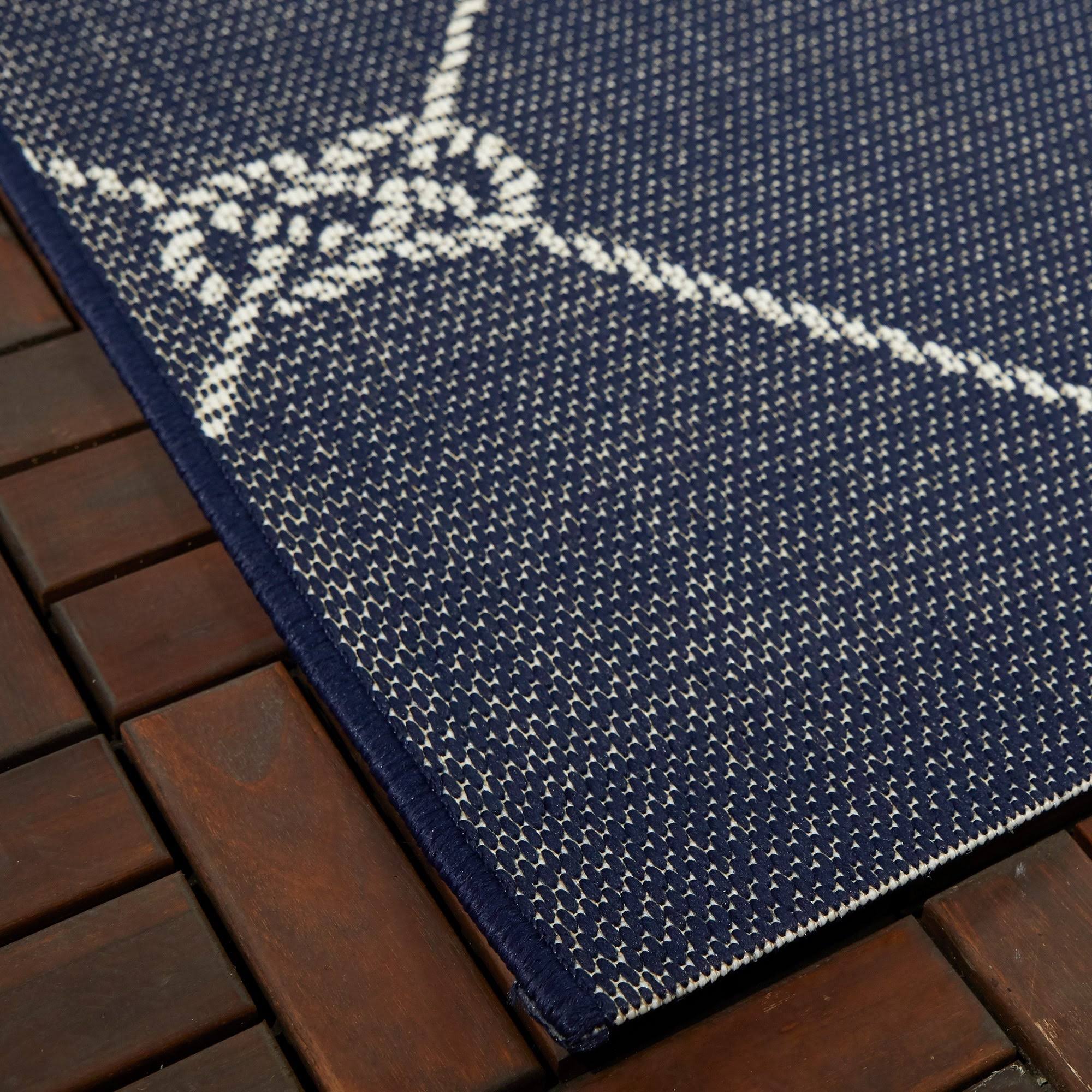 SARGENT Nautical Trellis Indoor/Outdoor Area Rug - 5&3x22 x 7& - Navy