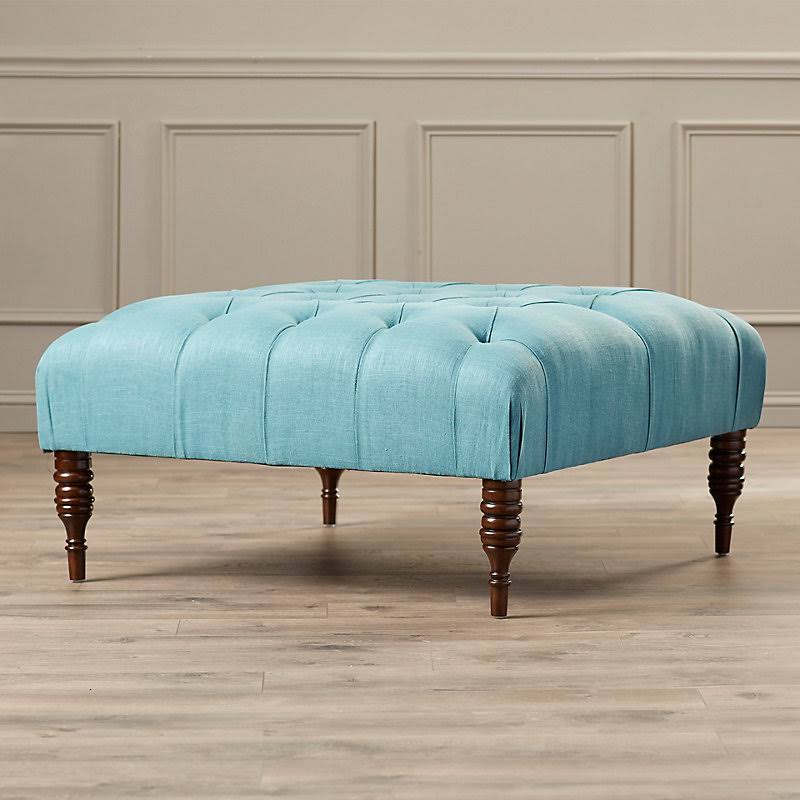 Birch Lane Kalvin 36x22 Tufted Square Cocktail Ottoman Fabric: Green