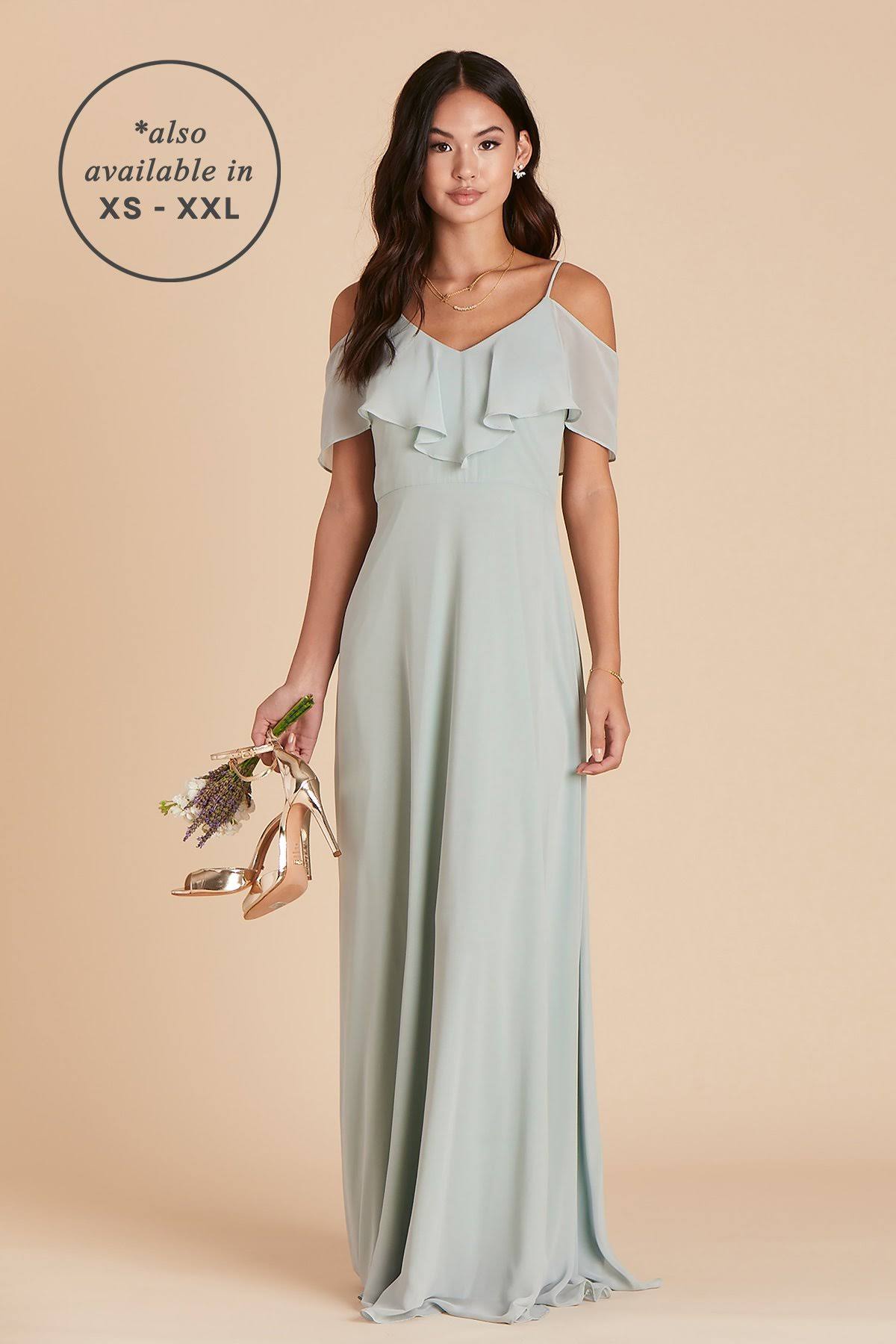 Birdy Grey Jane Plus Size Convertible Chiffon Bridesmaid Dress in Sage 3X / Sage / No Slit