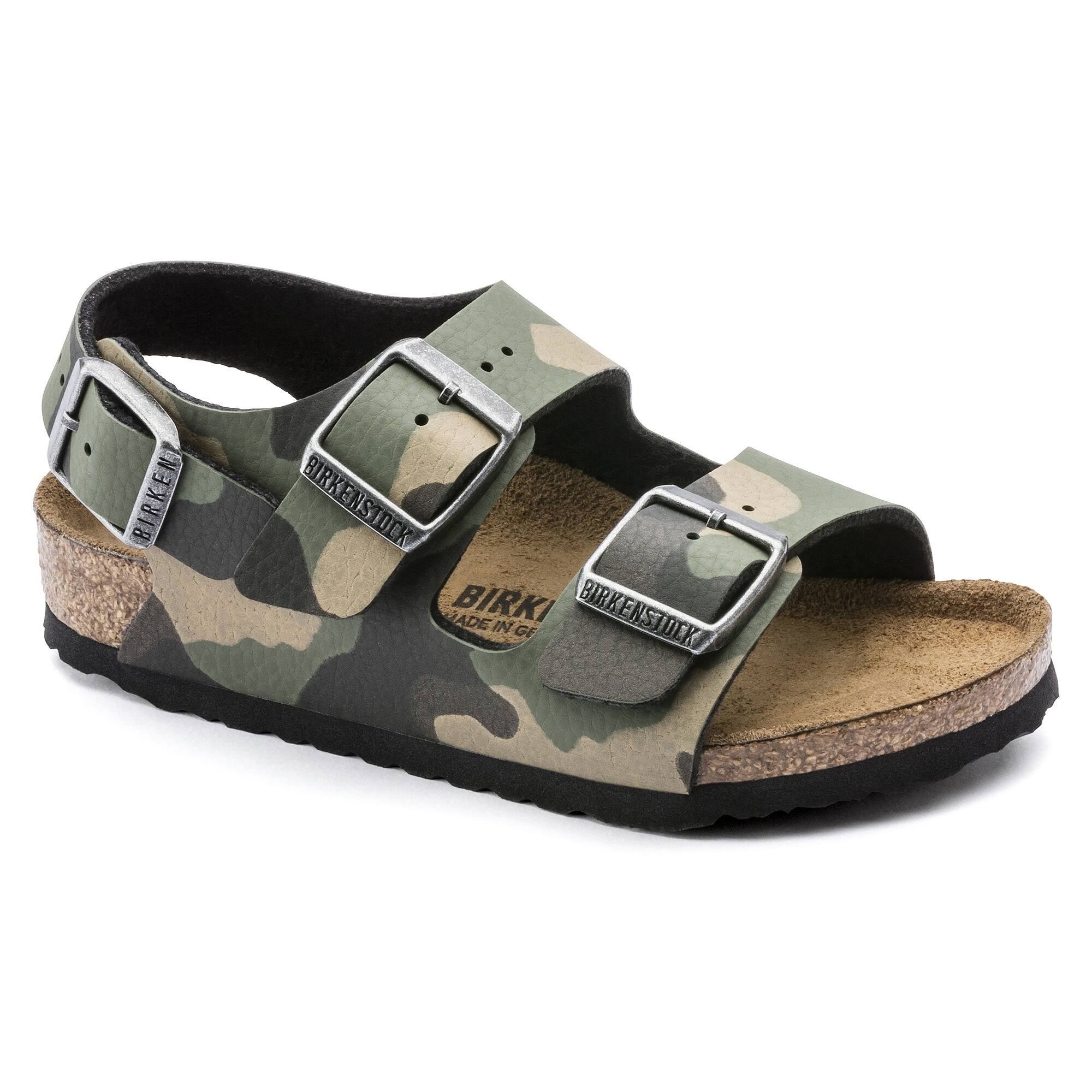Birkenstock Milano Birko Flor Kids Sandals - Desert Soil Camo Khaki