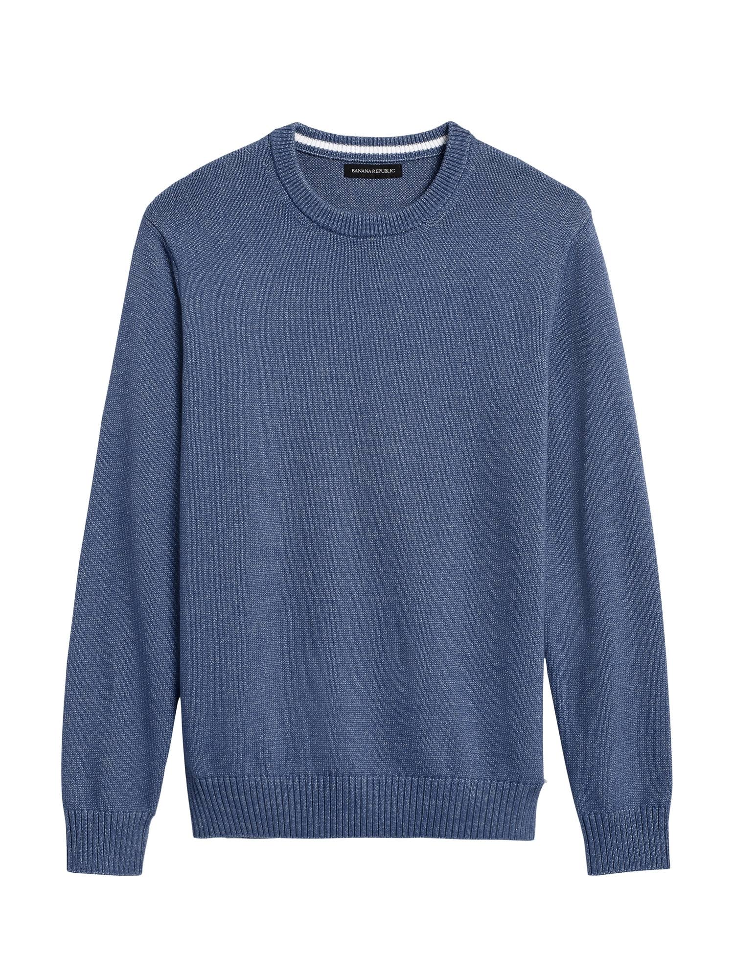 Banana Republic Men's Cotton-Blend Crew-Neck Sweater Light Blue Size L