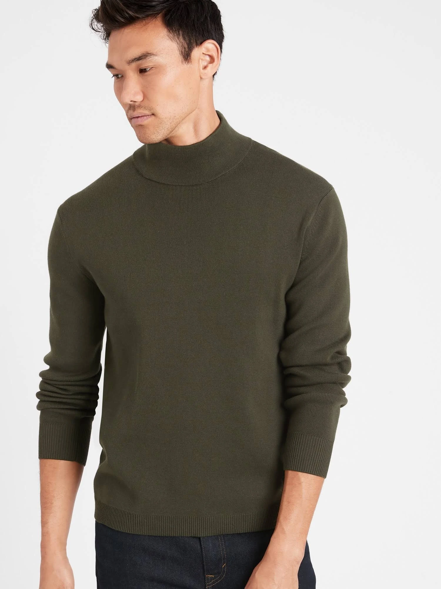 Banana Republic Men's Supima Mock-Neck Sweater So Shady Green Size L