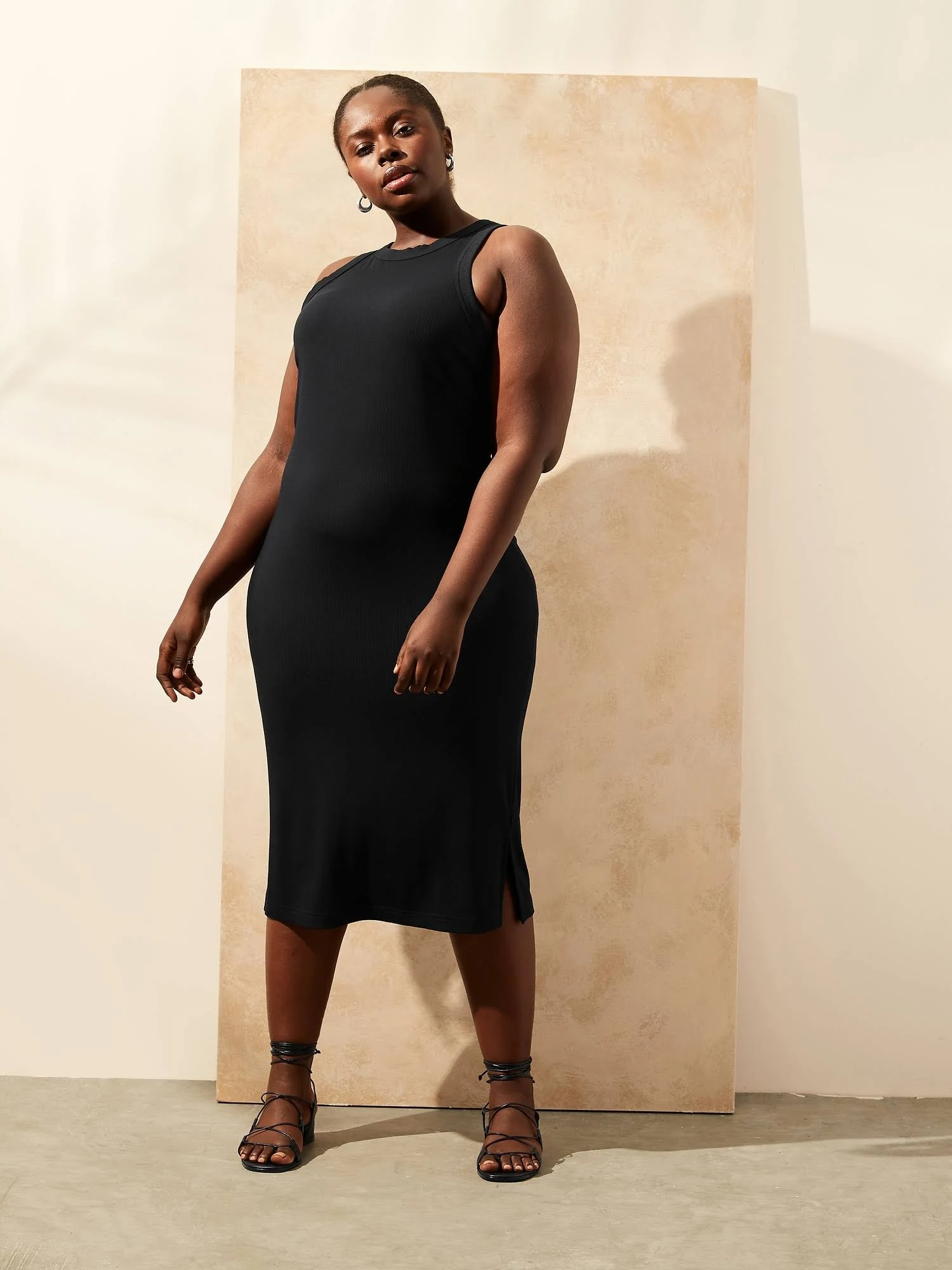 Banana Republic Women's Ribbed Racerback Dress Black Size Xs
