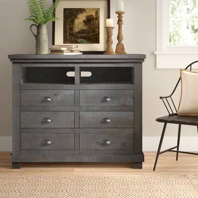 Birch Lane Lockridge 6 Drawer Media Chest Color: Distressed Dark Gray