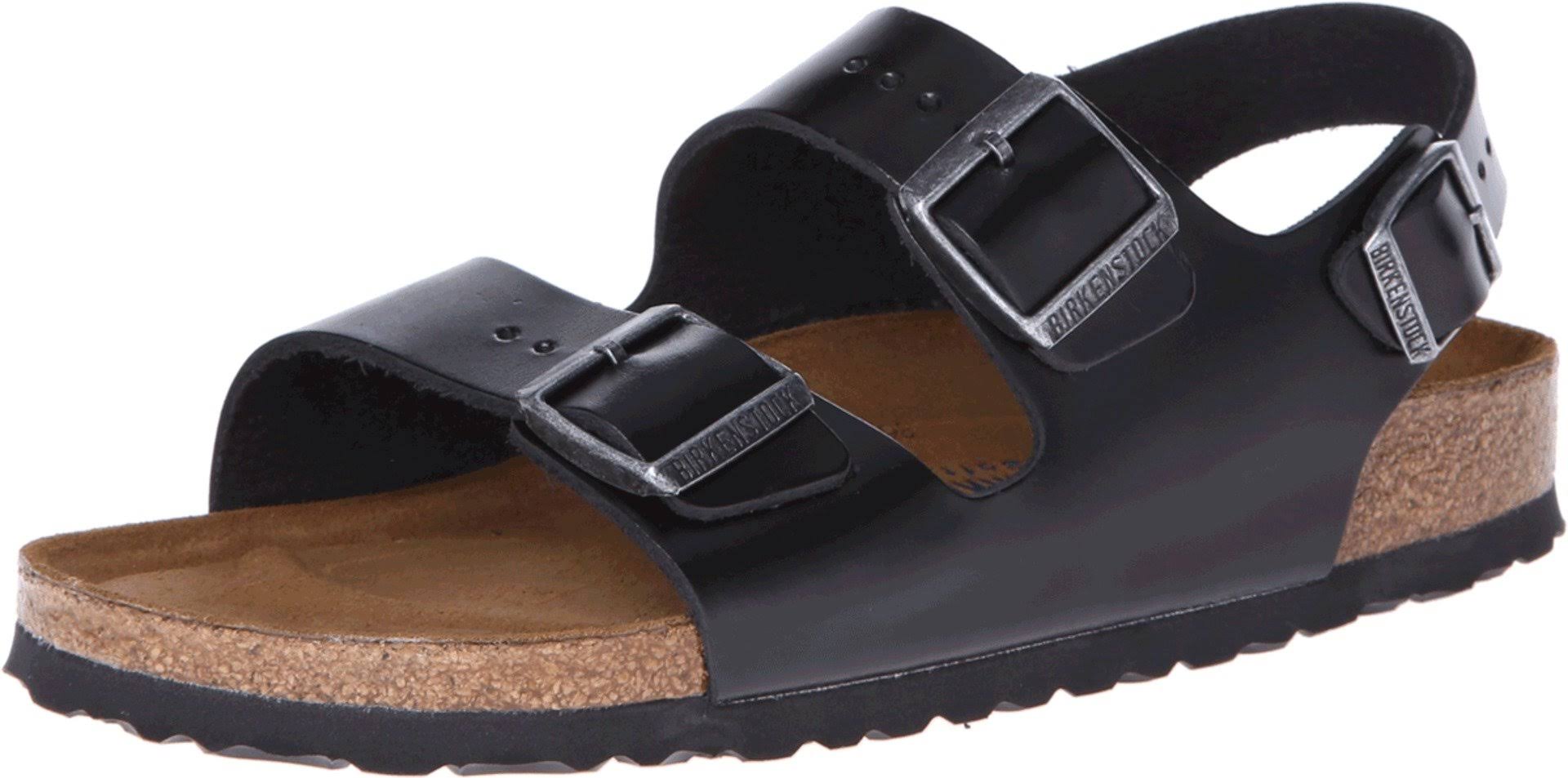 Birkenstock Milano Soft Footbed Sandal - 36 - Black Amalfi Leather