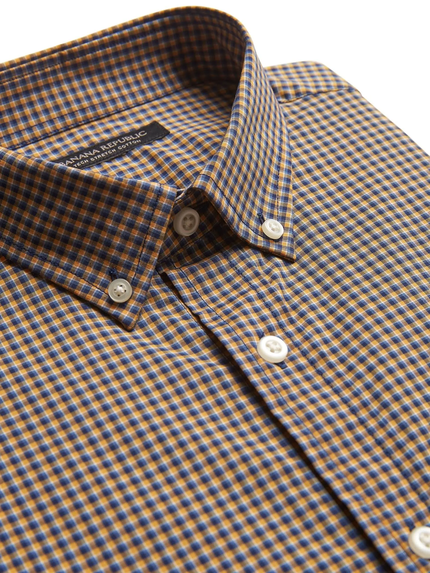 Banana Republic Men's Slim-Fit Tech-Stretch Cotton Shirt Gold Size Xxs