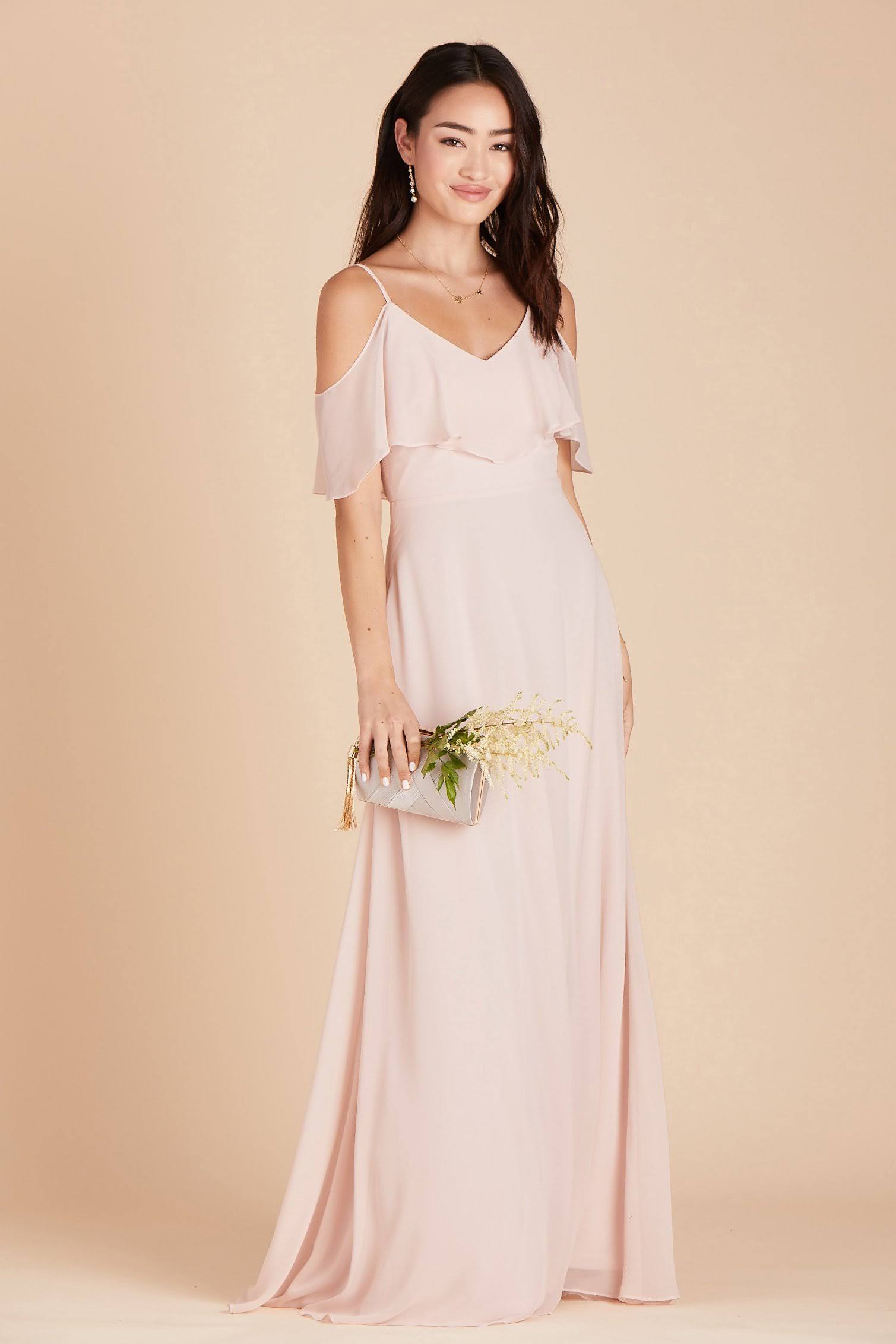 Birdy Grey Jane Convertible Chiffon Bridesmaid Dress in Pale Blush L / Pale Blush / No Slit