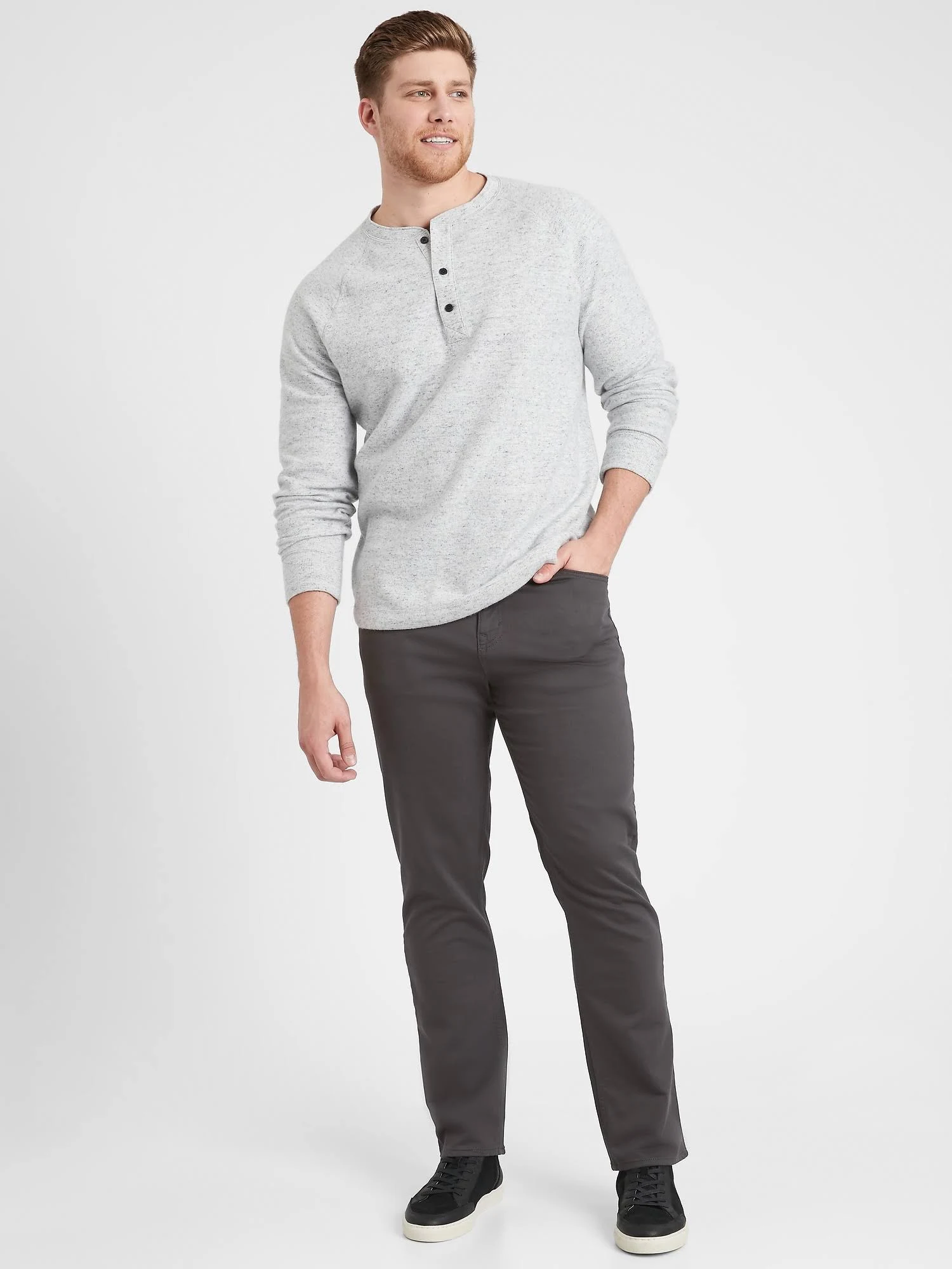 Banana Republic Men's Slim Traveler Pant Asphalt Gray Tall Size 34W 36L