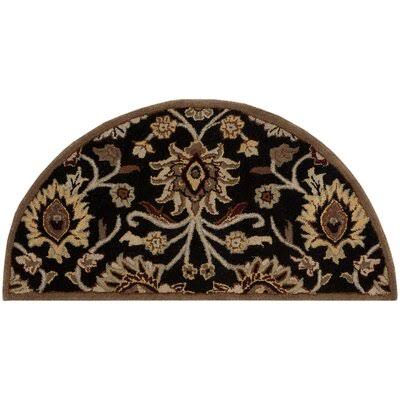 Arden Floral Handmade Tufted Wool Black/Camel Area Rug Birch Lane Rug Size: Semi Circle 2& x 4&