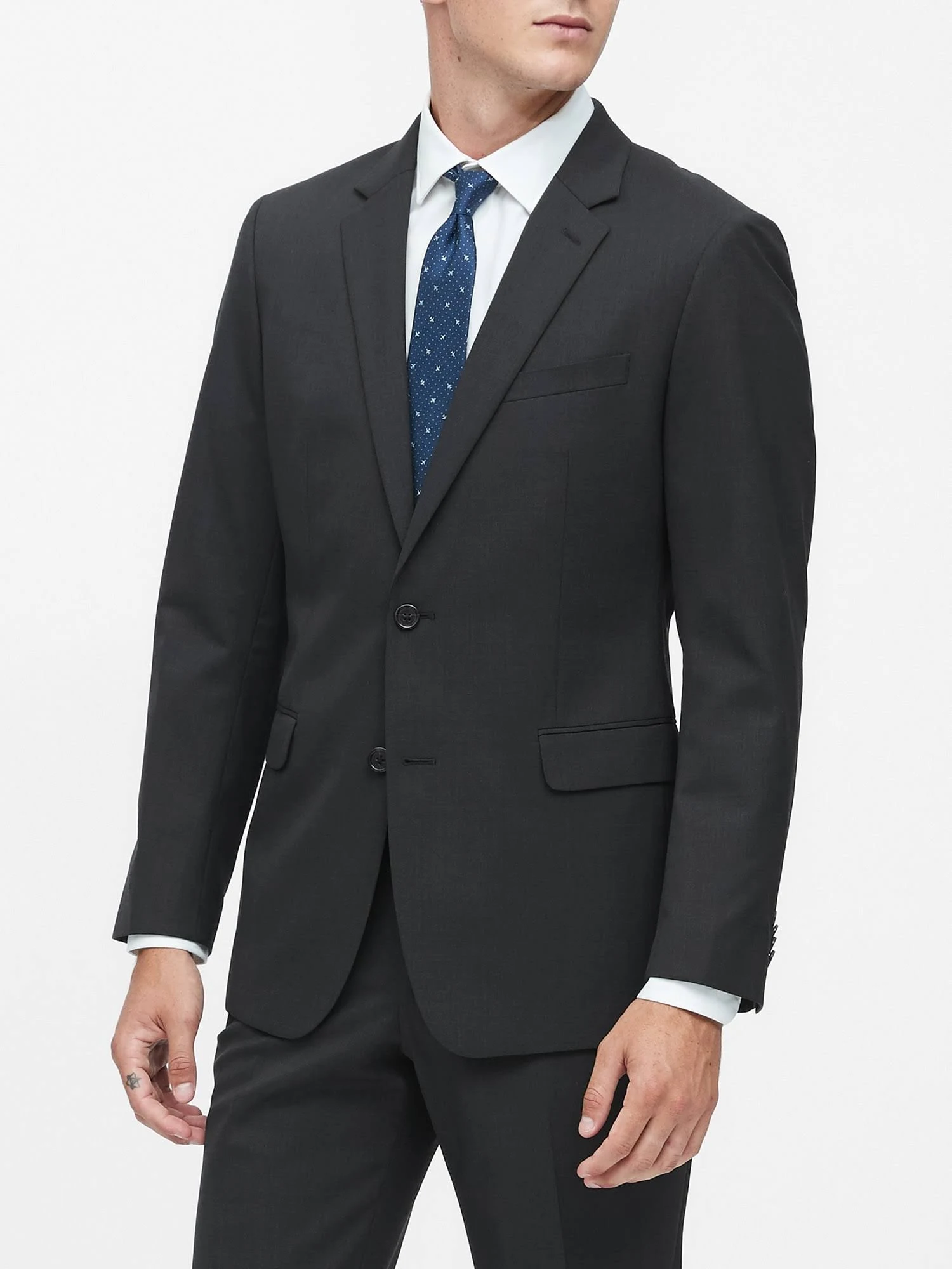 Banana Republic Men's Standard Solid Italian Wool Suit Jacket Dark Charcoal Size 40 Regular
