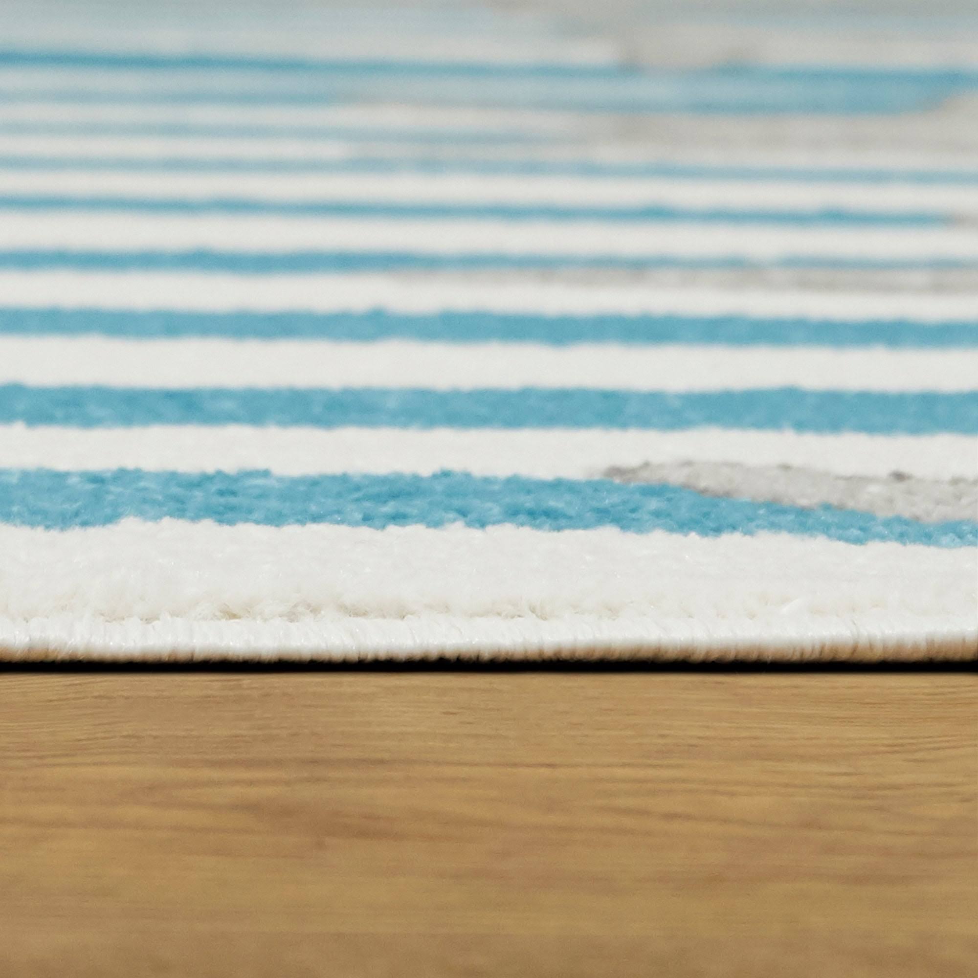 BALTA Sereia Starfish Print Striped Navy/Teal 8 ft. x 10 ft. Area Rug