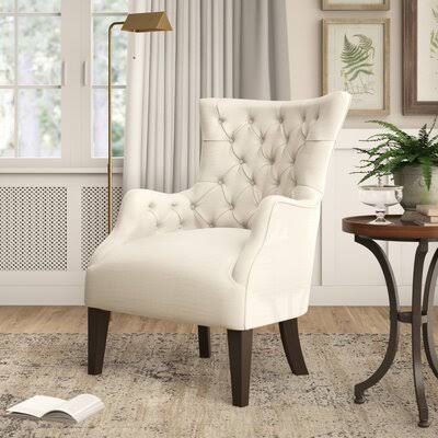 33x22 Wide Tufted Wingback Chair Birch Lane Fabric: Ivory