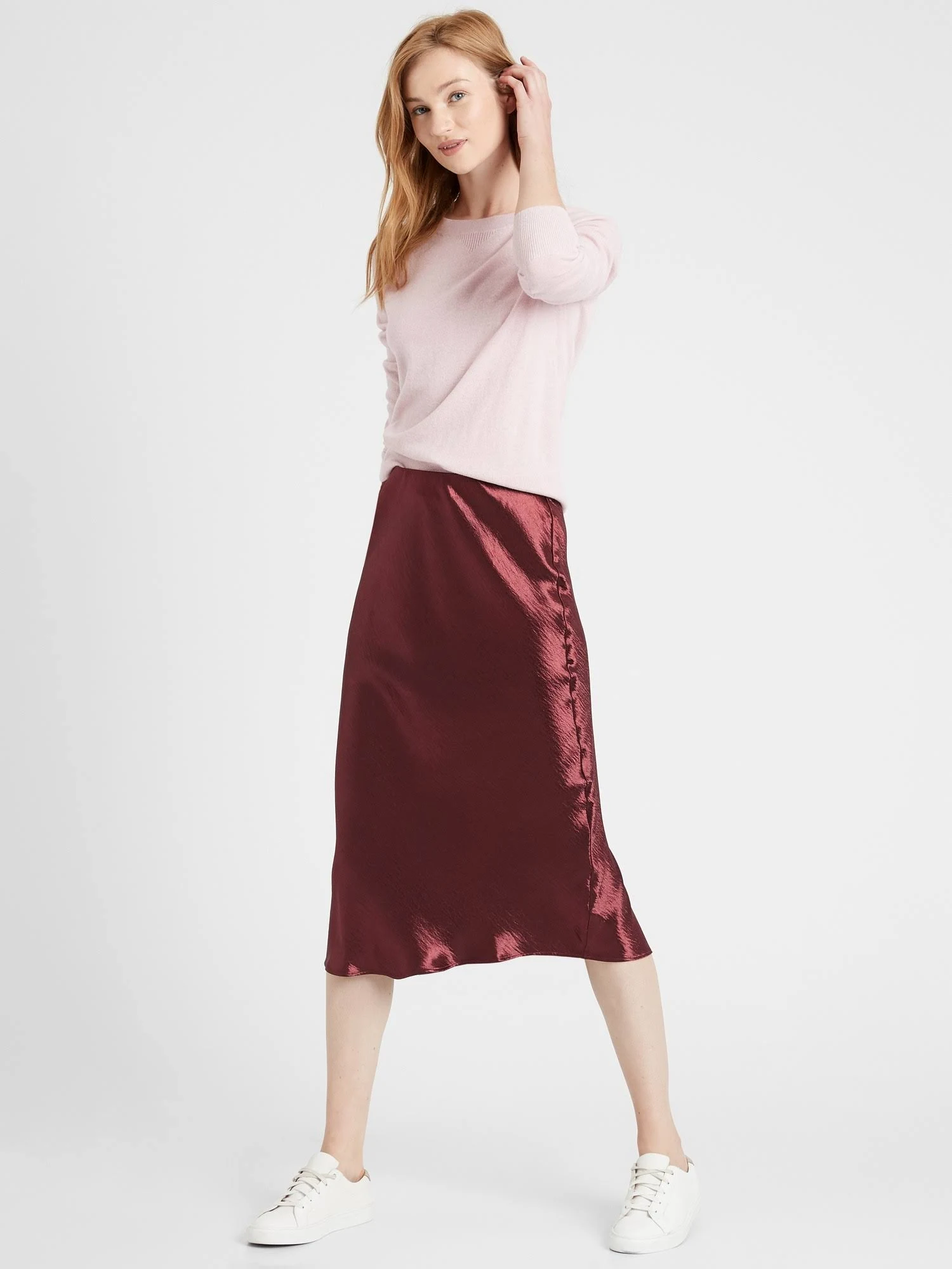 Banana Republic Women's Bias-Cut Midi Slip Skirt Burnt Caramel Size M