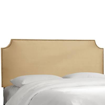 Alamak Velvet Notched Nail Button Upholstered Panel Headboard Willa Arlo Interiors Size: Queen, Color: Buckwheat